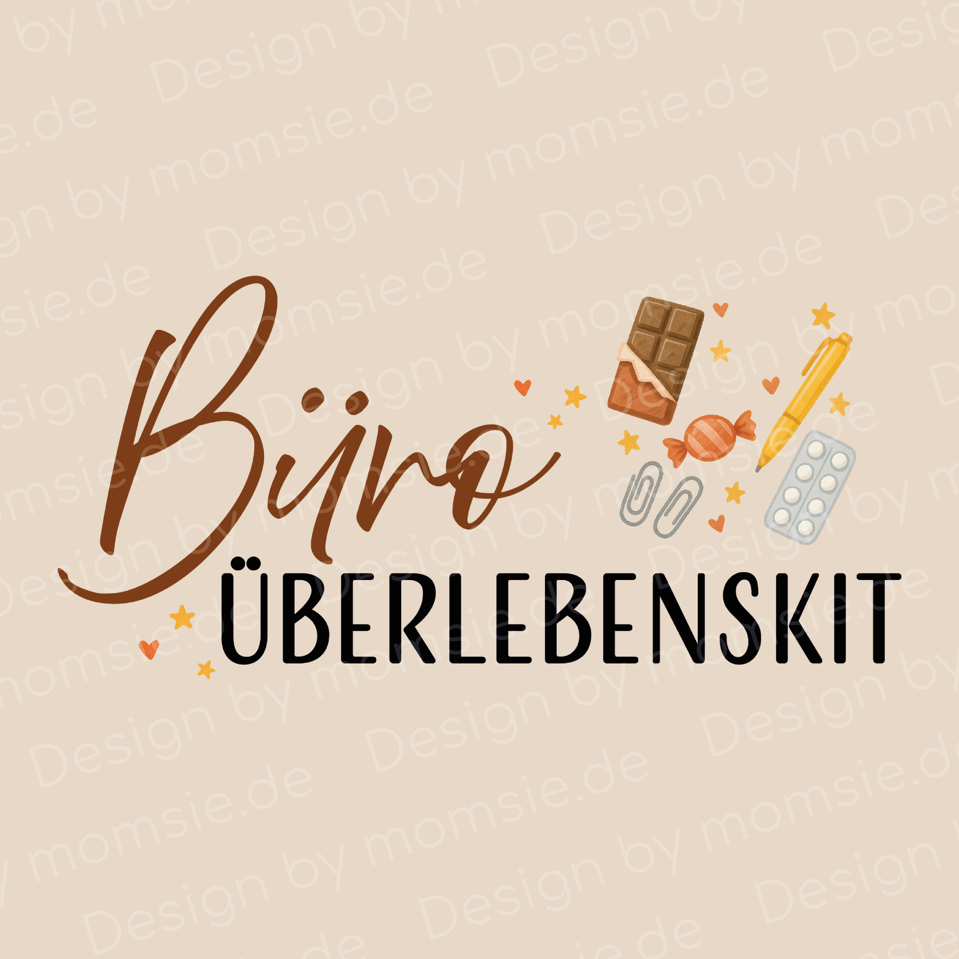 Zipper-Bag „Lala“ → Aufdruck: Büro Überlebenskit