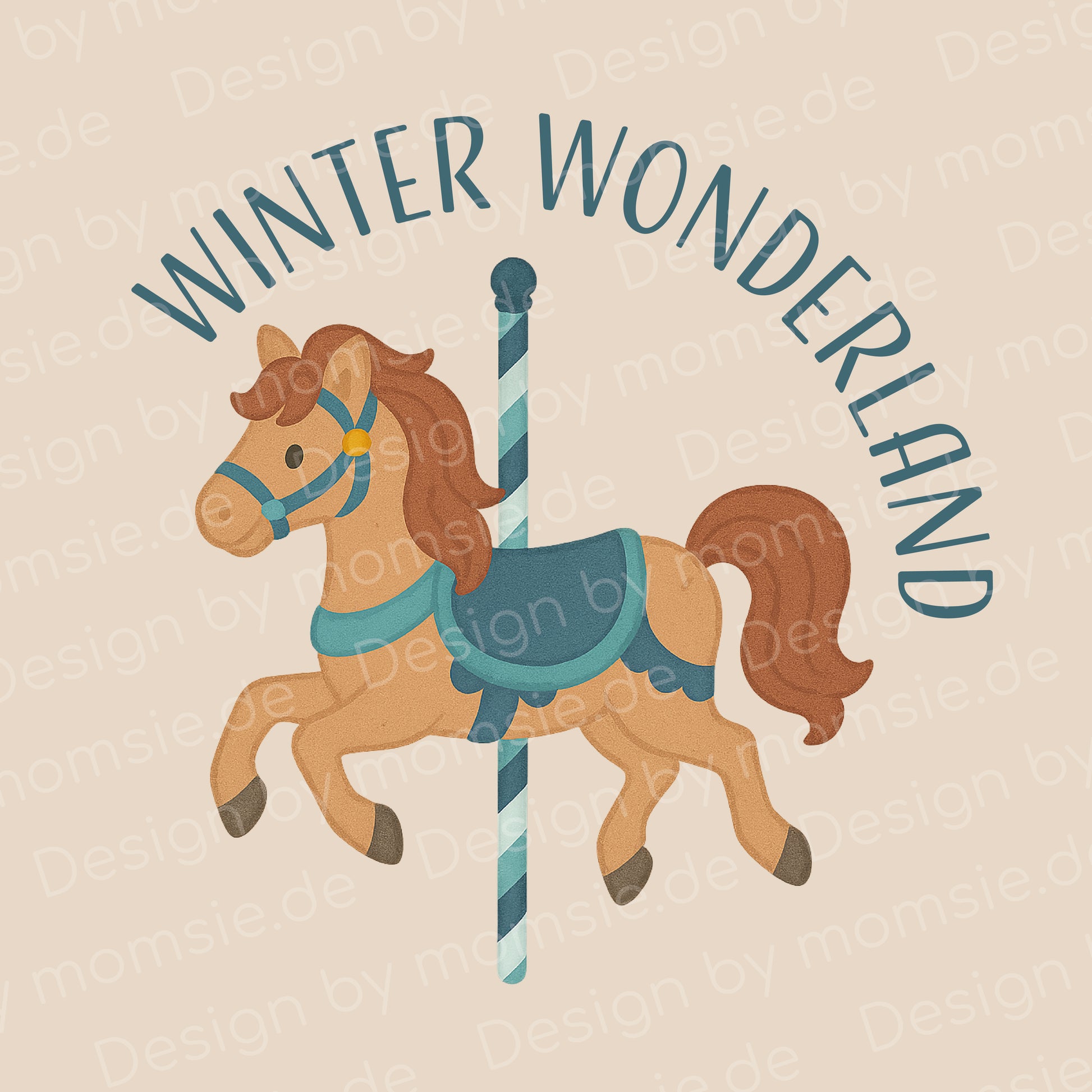 Tragetasche "Caro" → Aufdruck: Karussellpferd „Winter Wonderland“