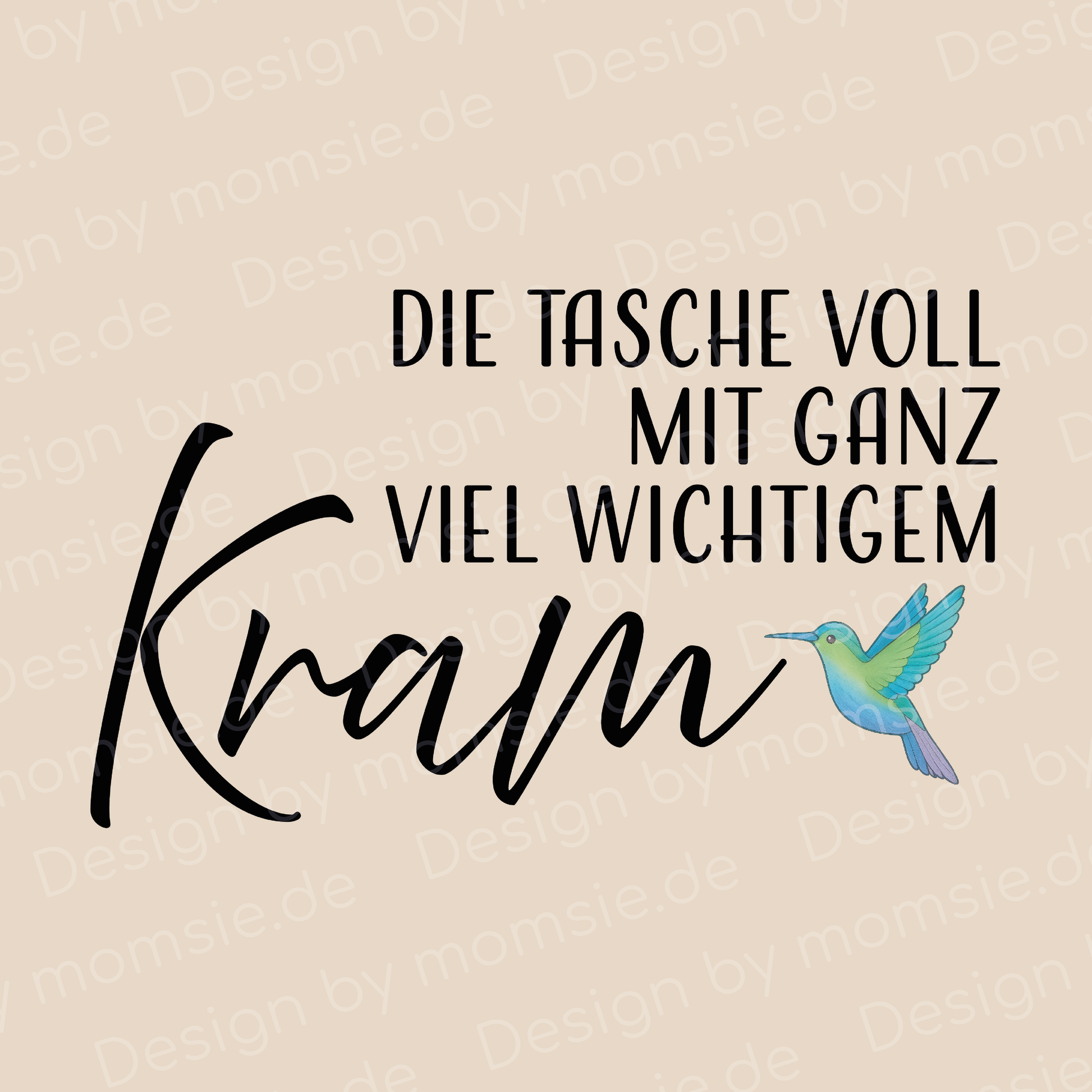 Cotton-Bag "Cassie" → Aufdruck: Die Tasche voll mit ganz viel wichtigem Kram