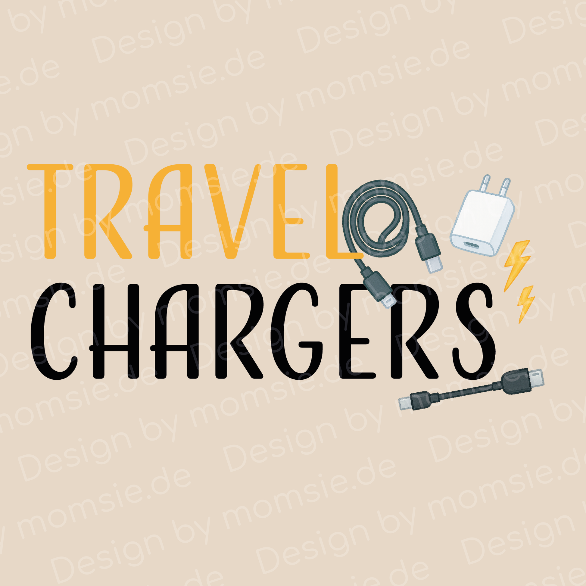 Zipper-Bag „Lala“ → Aufdruck: Travel Chargers