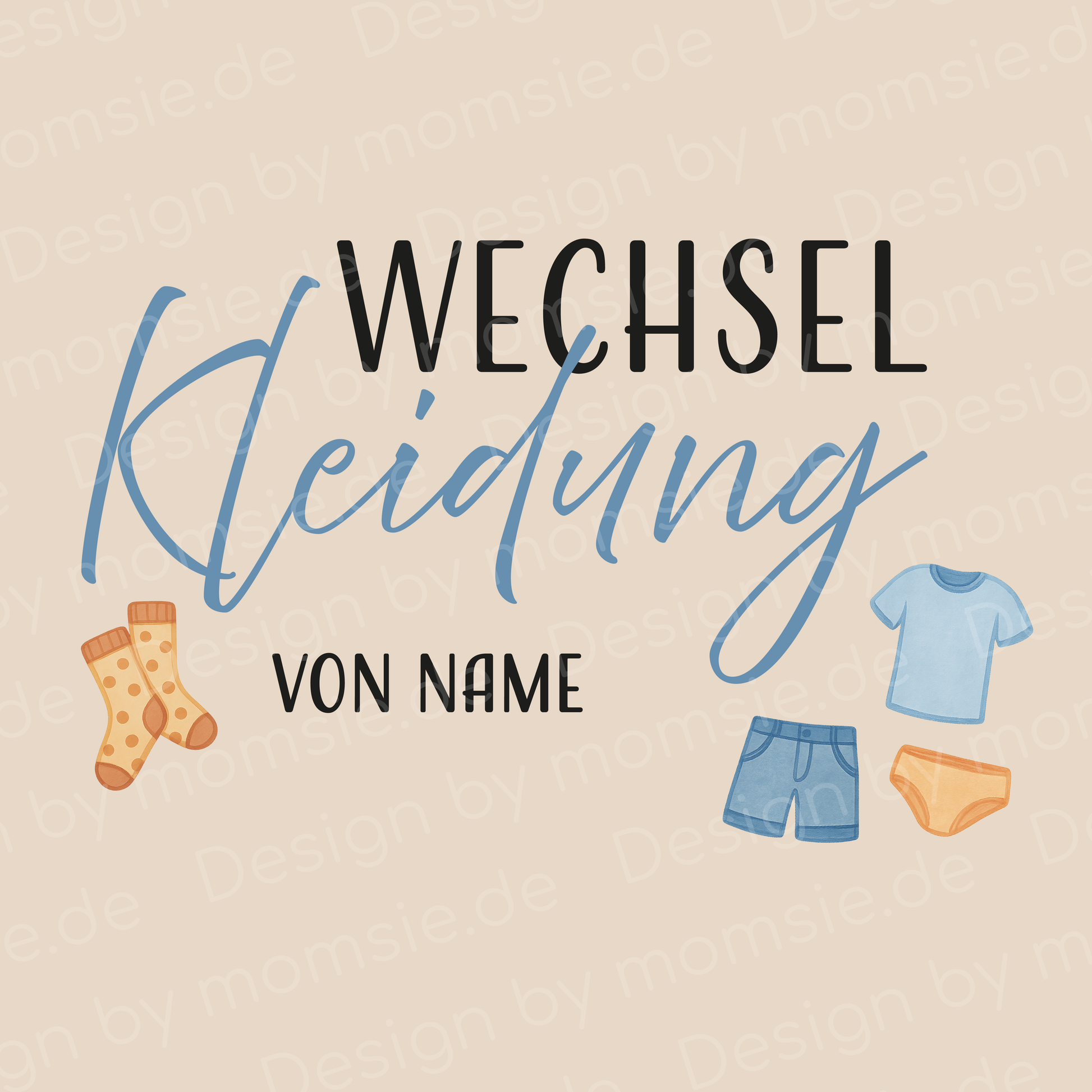 personalisierte Tragetasche "Caro" → Aufdruck: Wechselkleidung (blau)