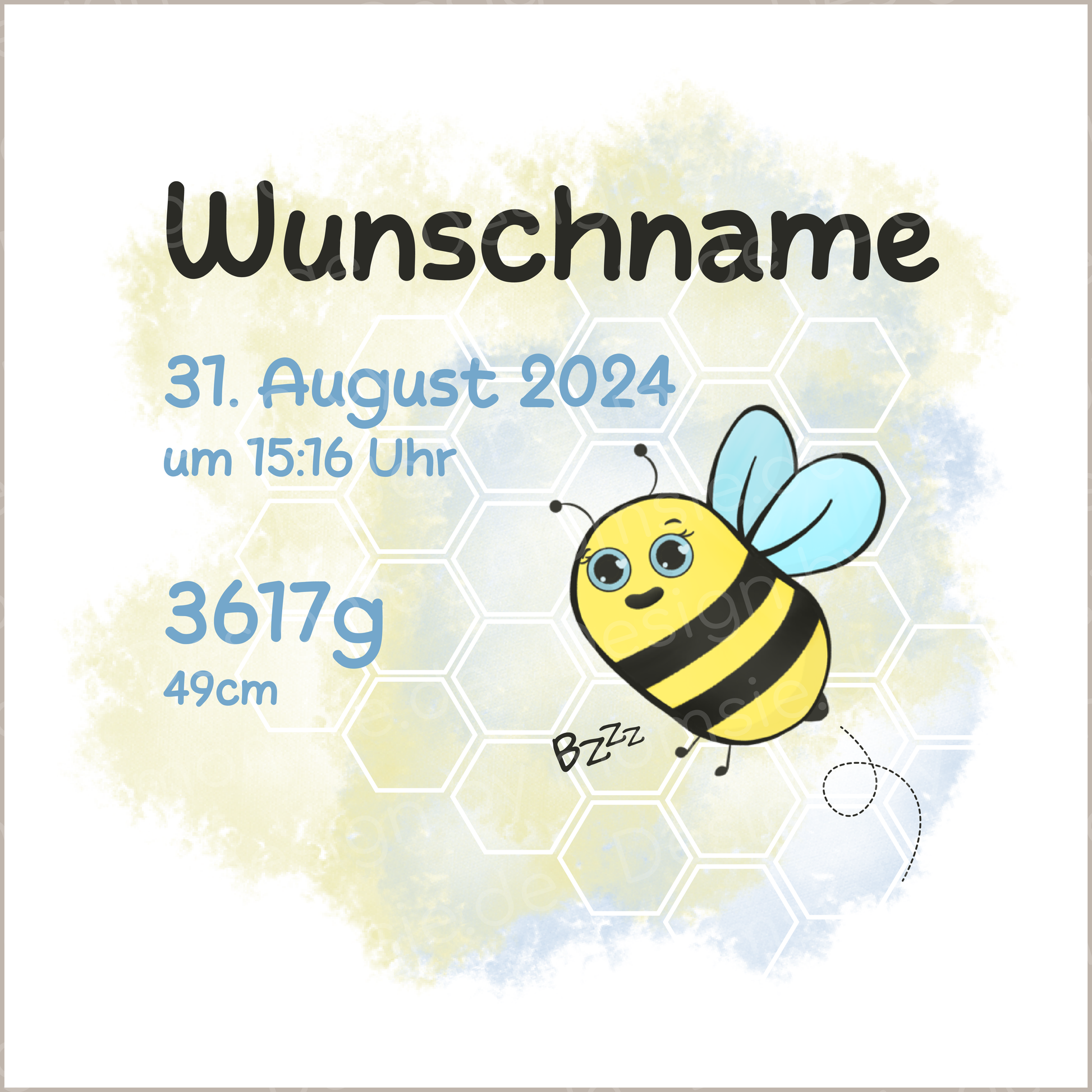 personalisierter Babybody → Aufdruck: Biene