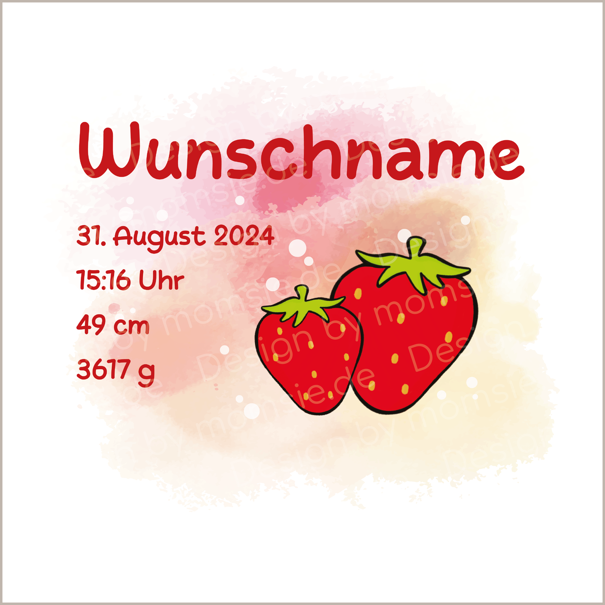 personalisierter Babybody → Aufdruck: Erdbeere