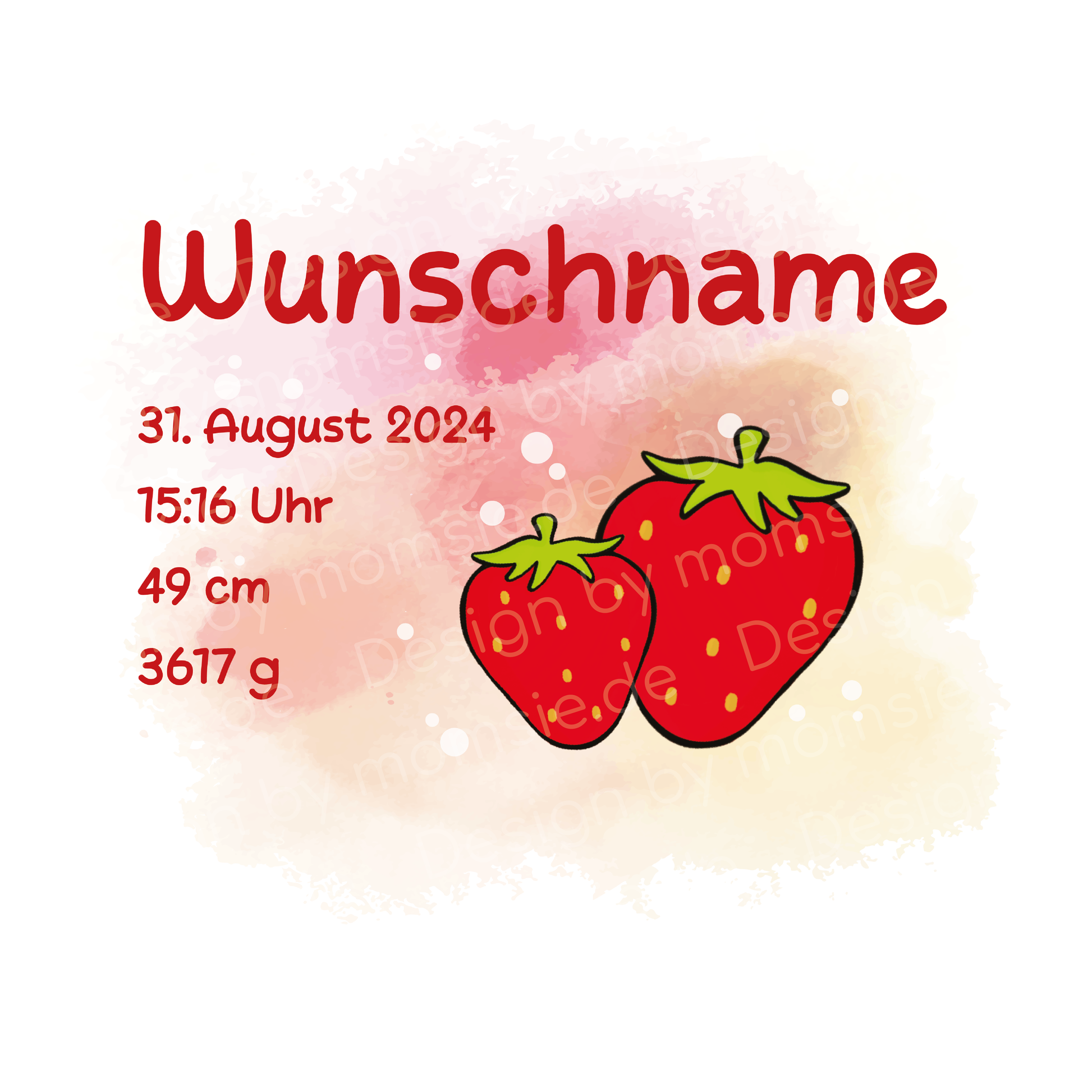 personalisiertes Lätzchen → Aufdruck: Erdbeere
