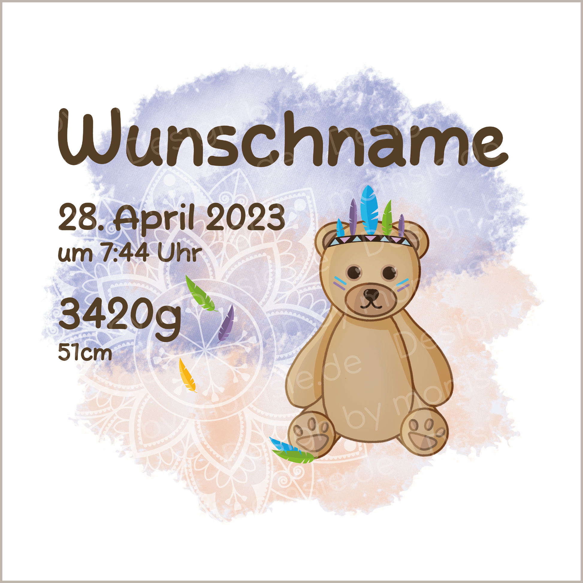 personalisiertes Lätzchen → Aufdruck: Indianer Teddy