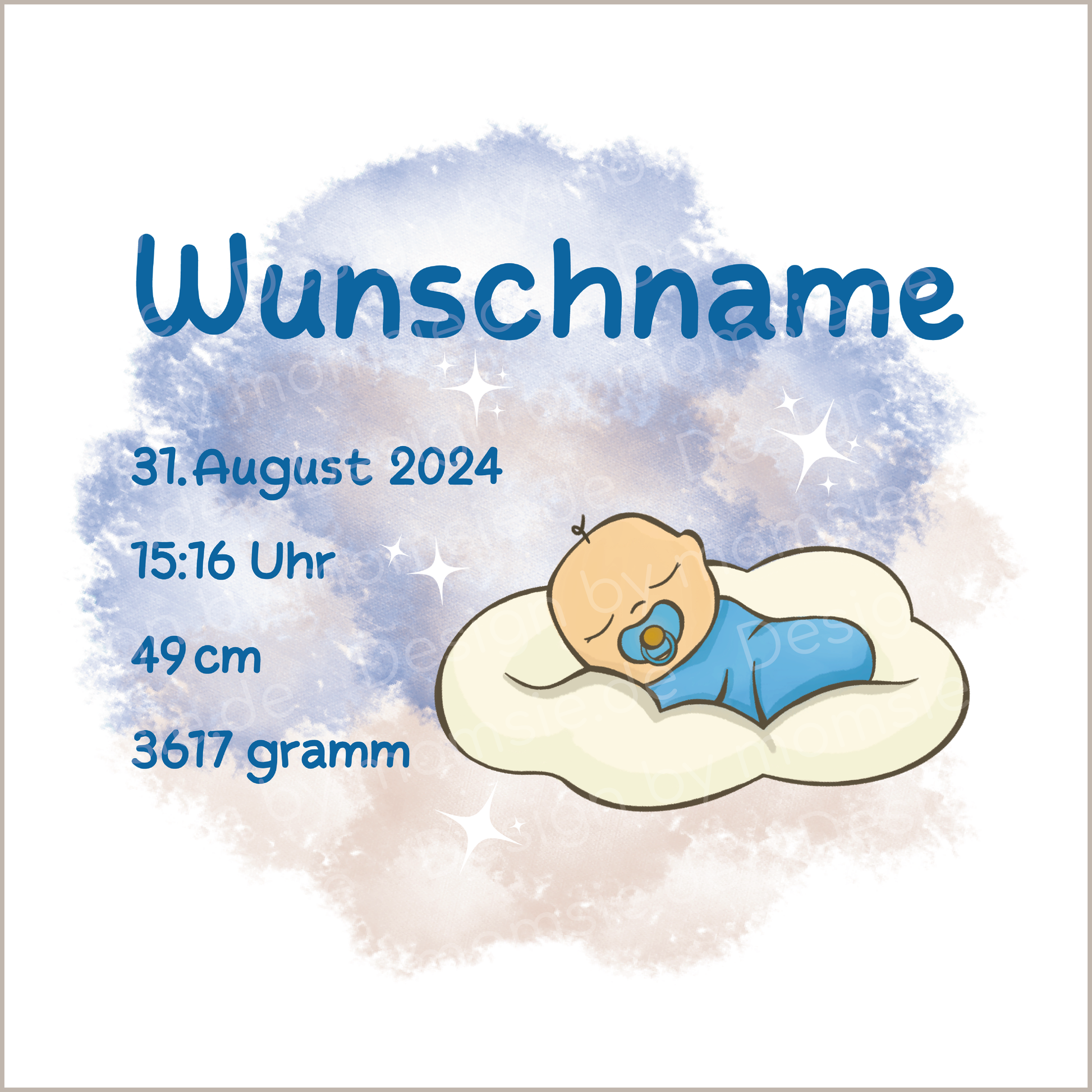 personalisierter Babybody → Aufdruck: Junge, schlafend