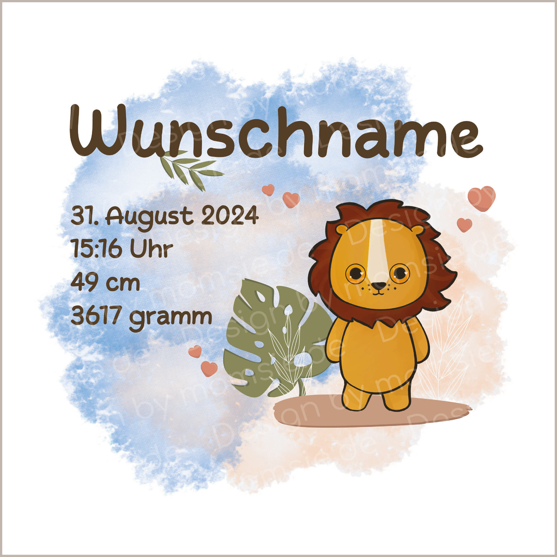 personalisierter Babybody → Aufdruck: Löwe