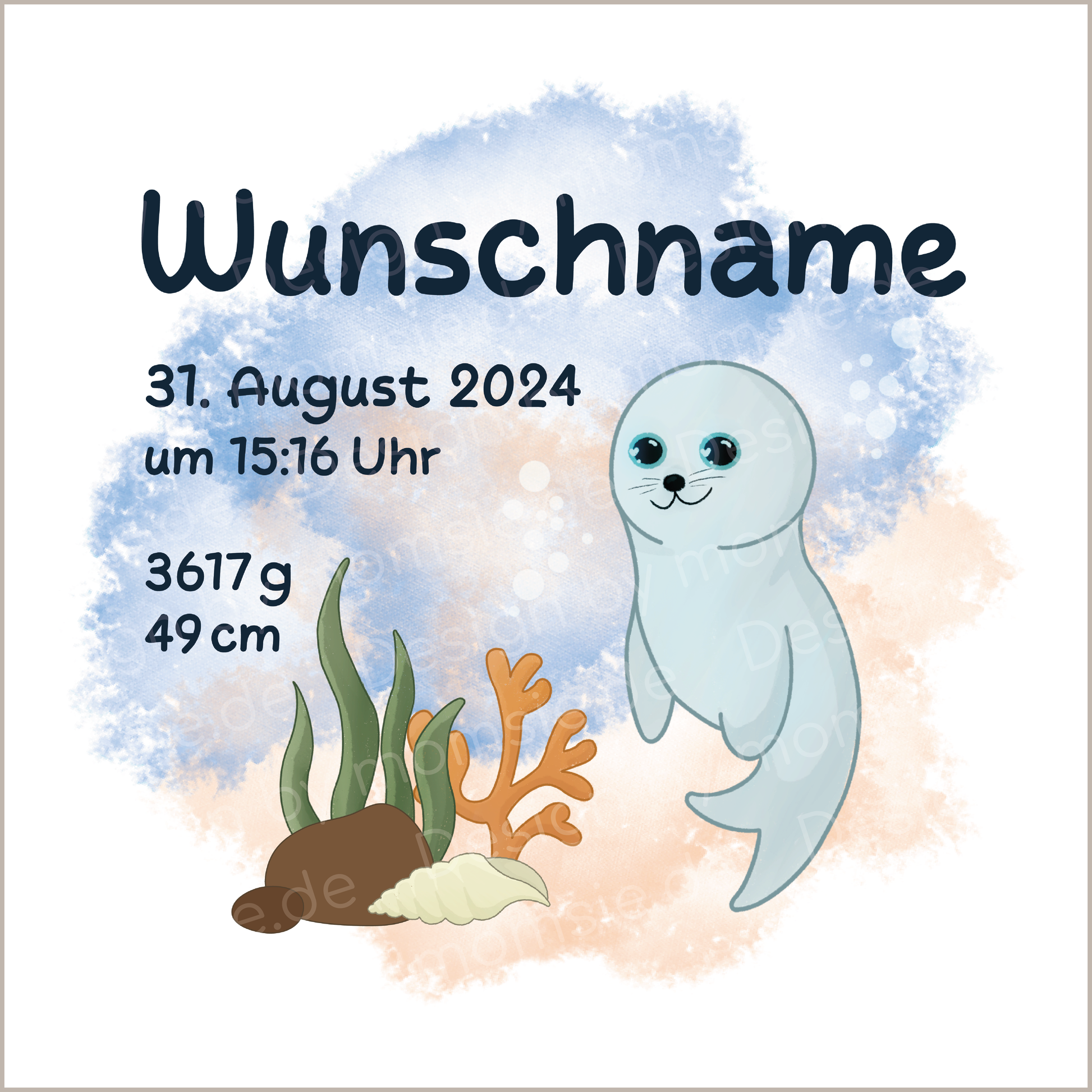 personalisierter Babybody → Aufdruck: Robbe