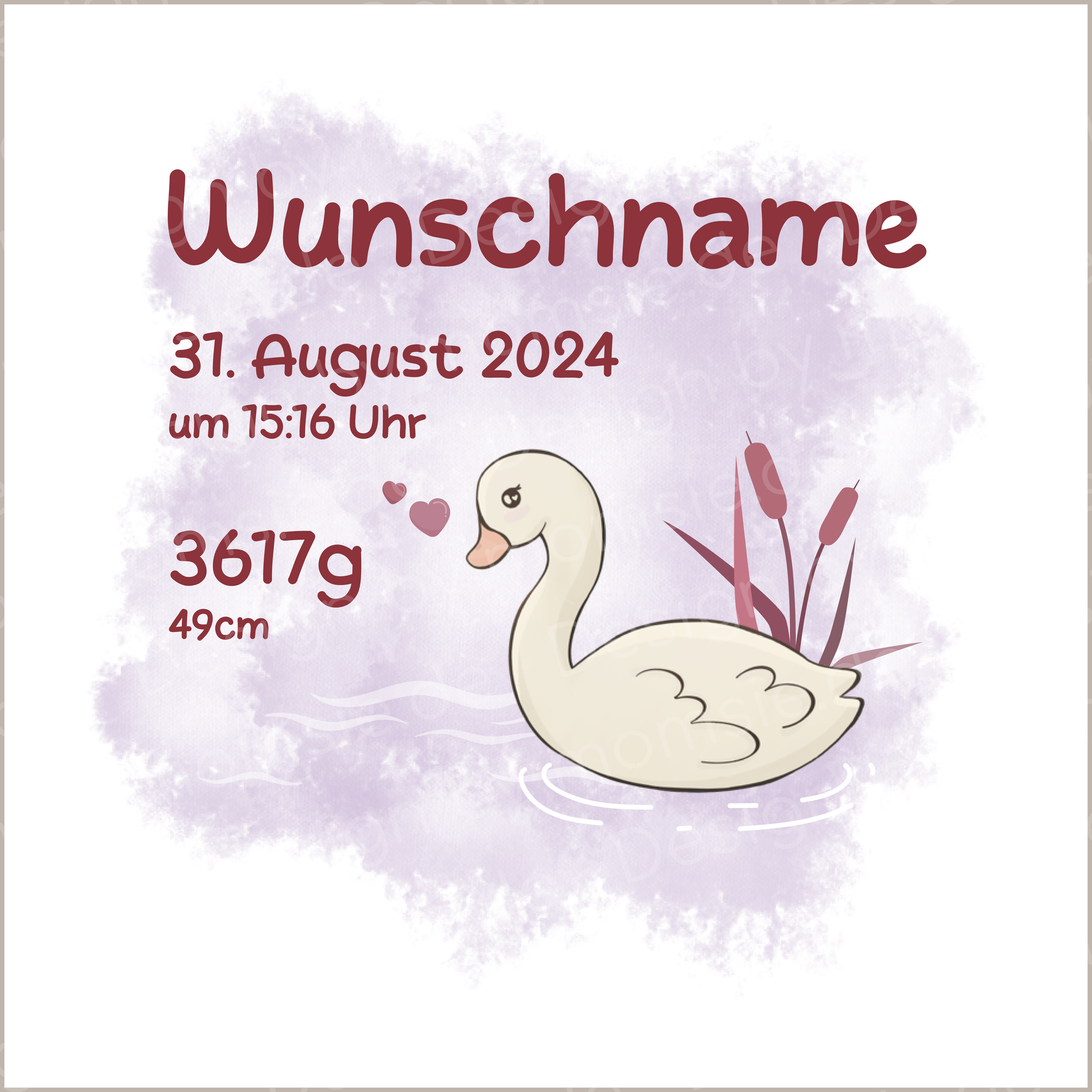 personalisiertes Lätzchen → Aufdruck: Schwan