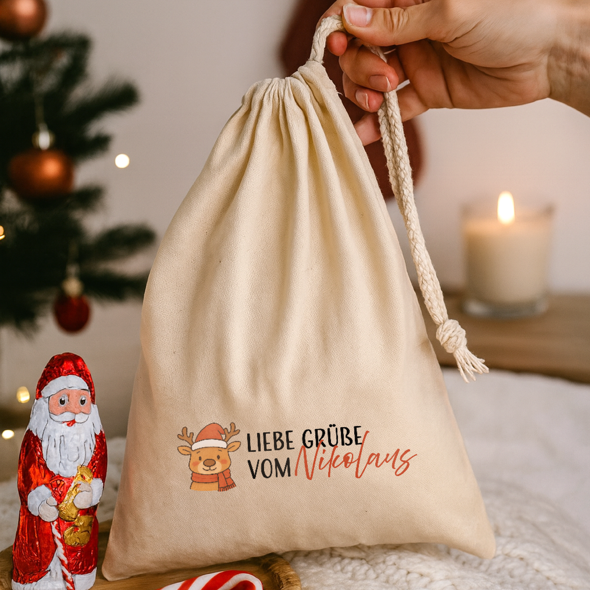 Geschenkbeutel (S) → Aufdruck: Liebe Grüße vom Nikolaus
