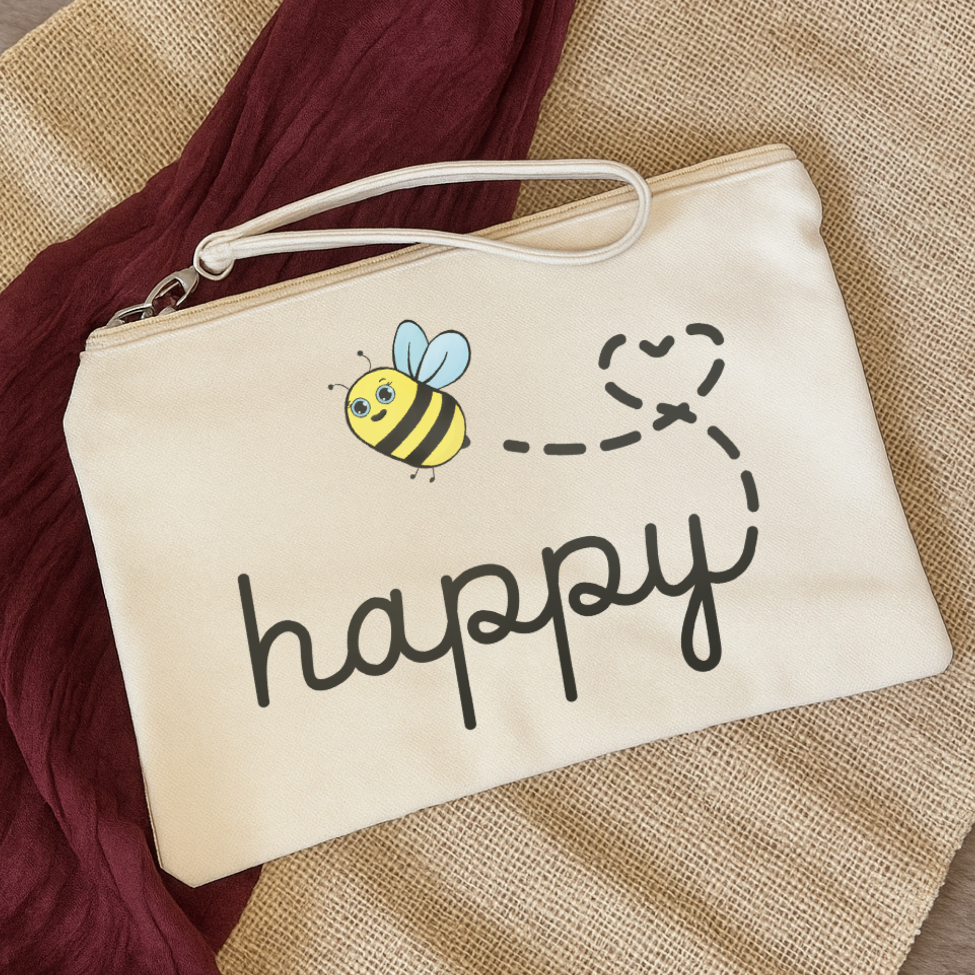 Zipper-Bag „Lala“ → Aufdruck: Happy