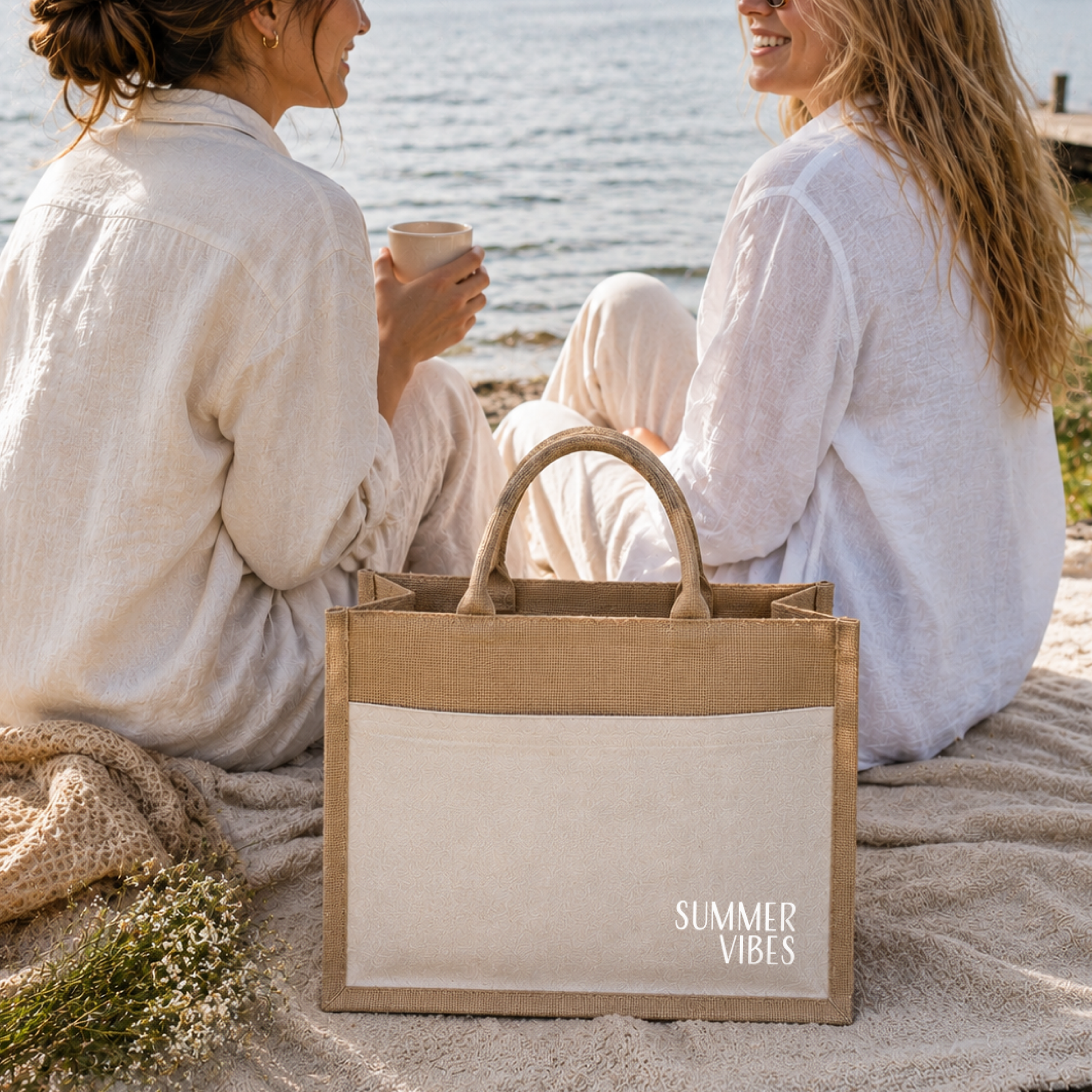 Jute-Shopper "Sara" → Aufdruck: Summer Vibes