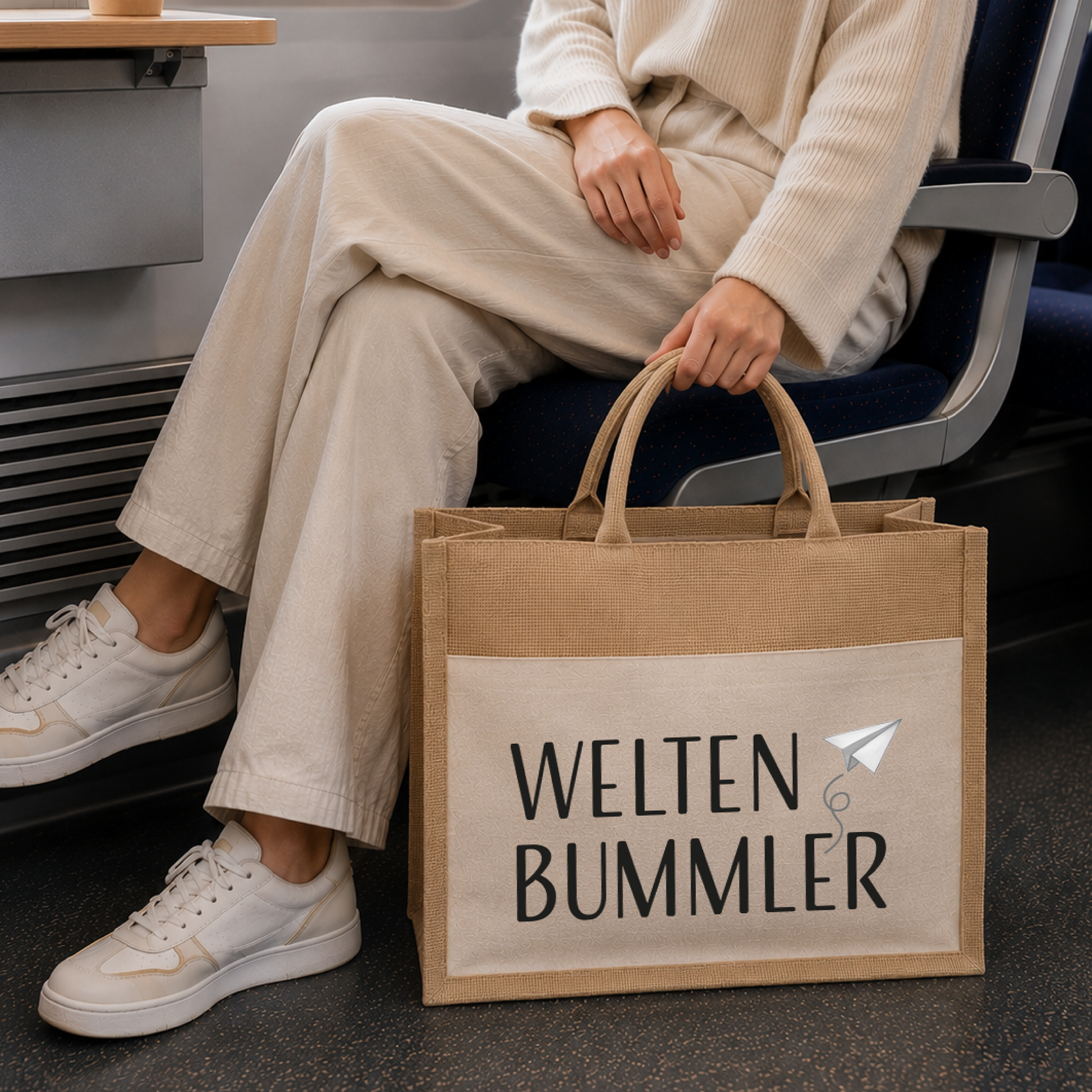 Jute-Shopper "Sara" → Aufdruck: Weltenbummler