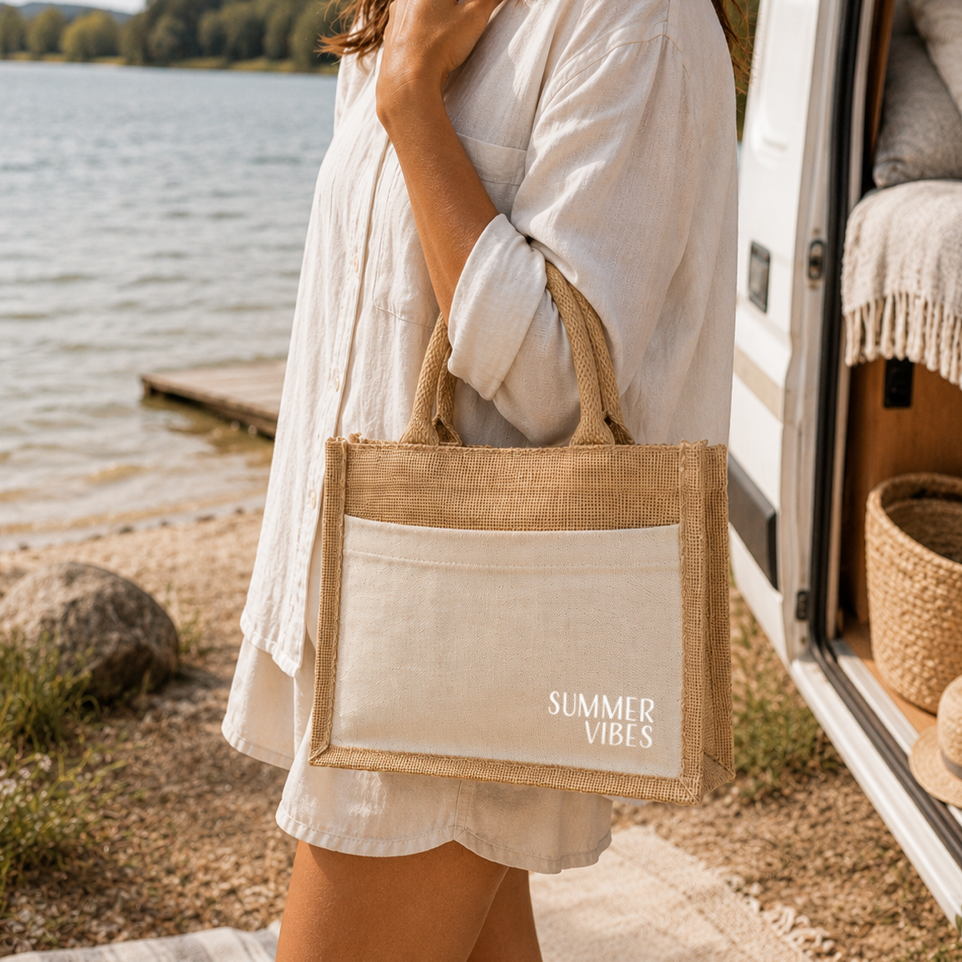 Jute Shopper "Lara" → Aufdruck: Summer Vibes