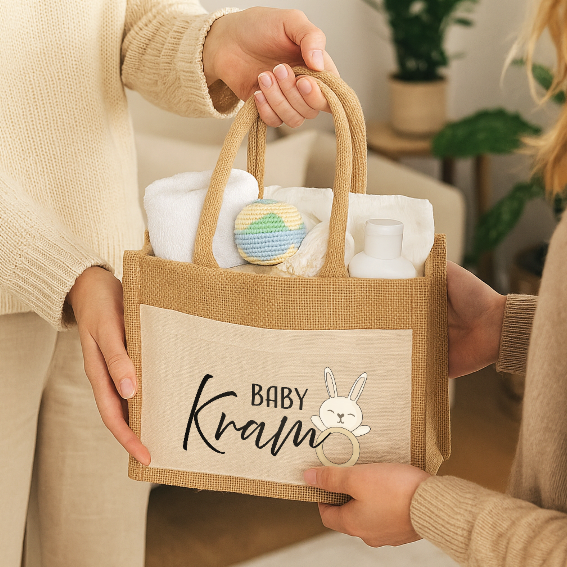 Jute Shopper "Lara" → Aufdruck: Baby Kram