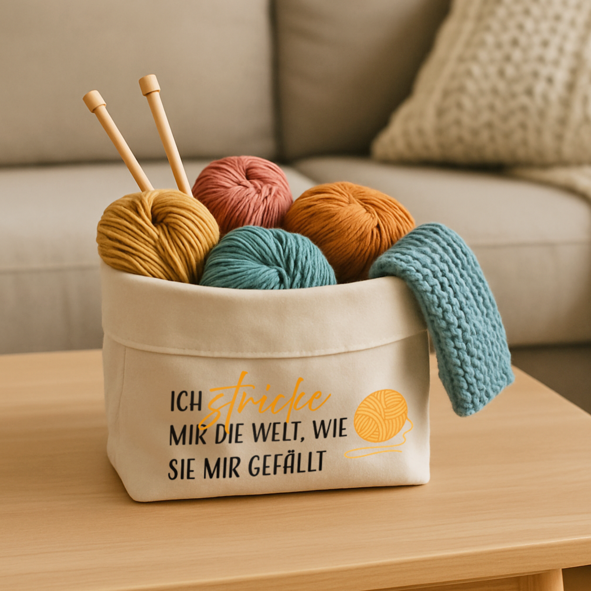 Organizer „Hannah“ → Aufdruck: Ich stricke mir die Welt, wie sie mir gefällt