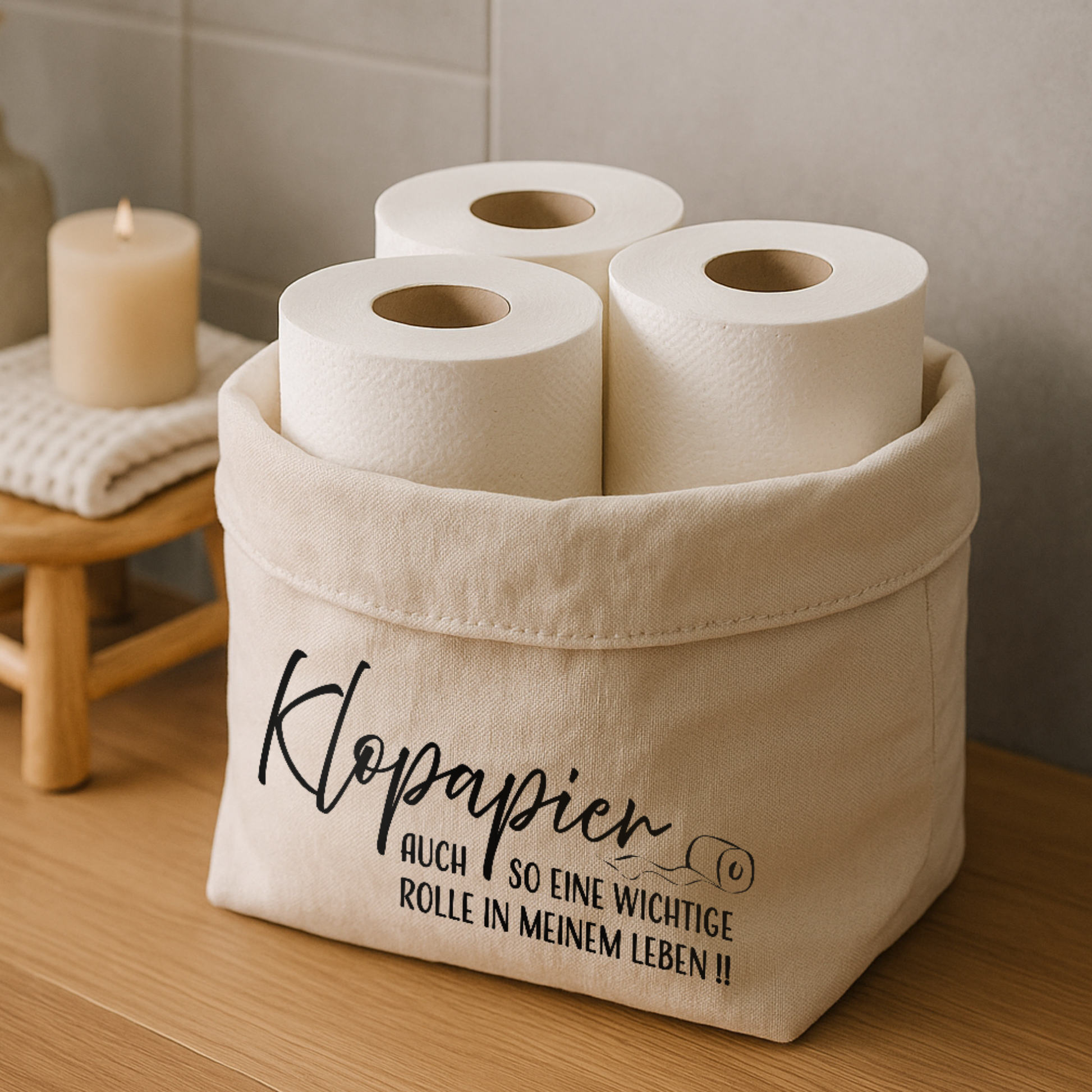 Organizer „Hannah“ → Aufdruck: Klopapier, wichtige Rolle