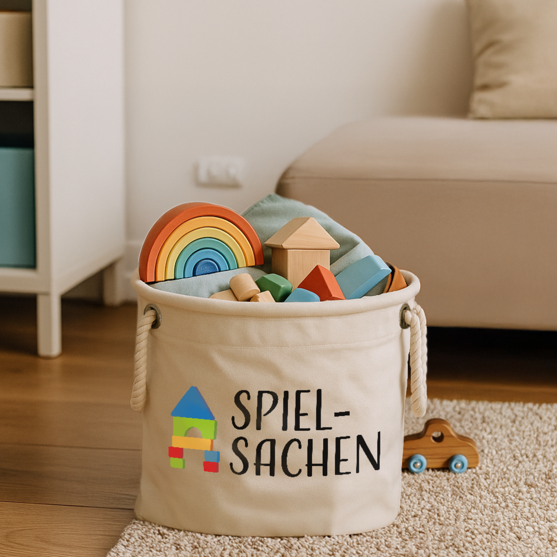 Aufbewahrungskorb „Hailey“ → Aufdruck: Spielsachen