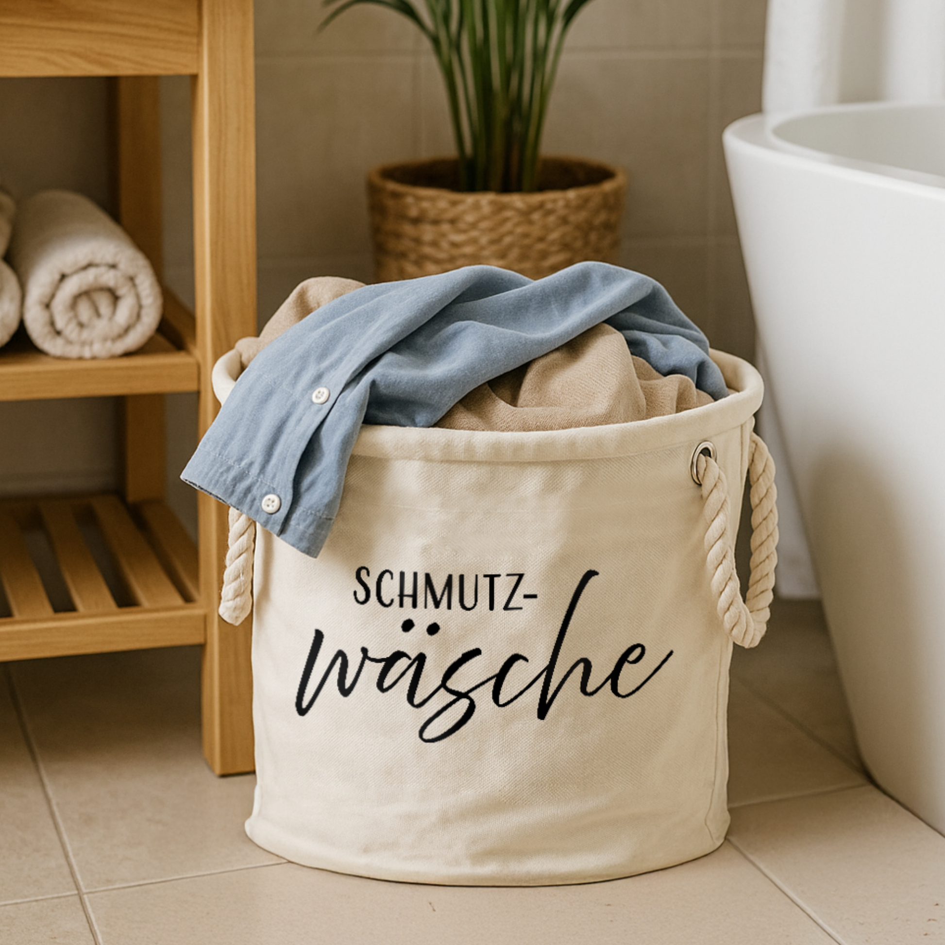 Aufbewahrungskorb „Hailey“ → Aufdruck: Schmutzwäsche