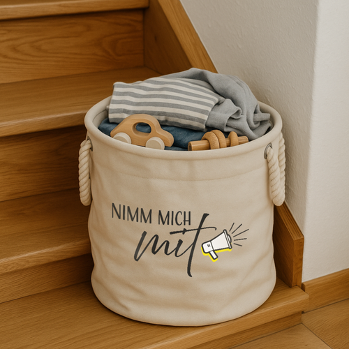 Aufbewahrungskorb „Hailey“ → Aufdruck: Nimm mich mit