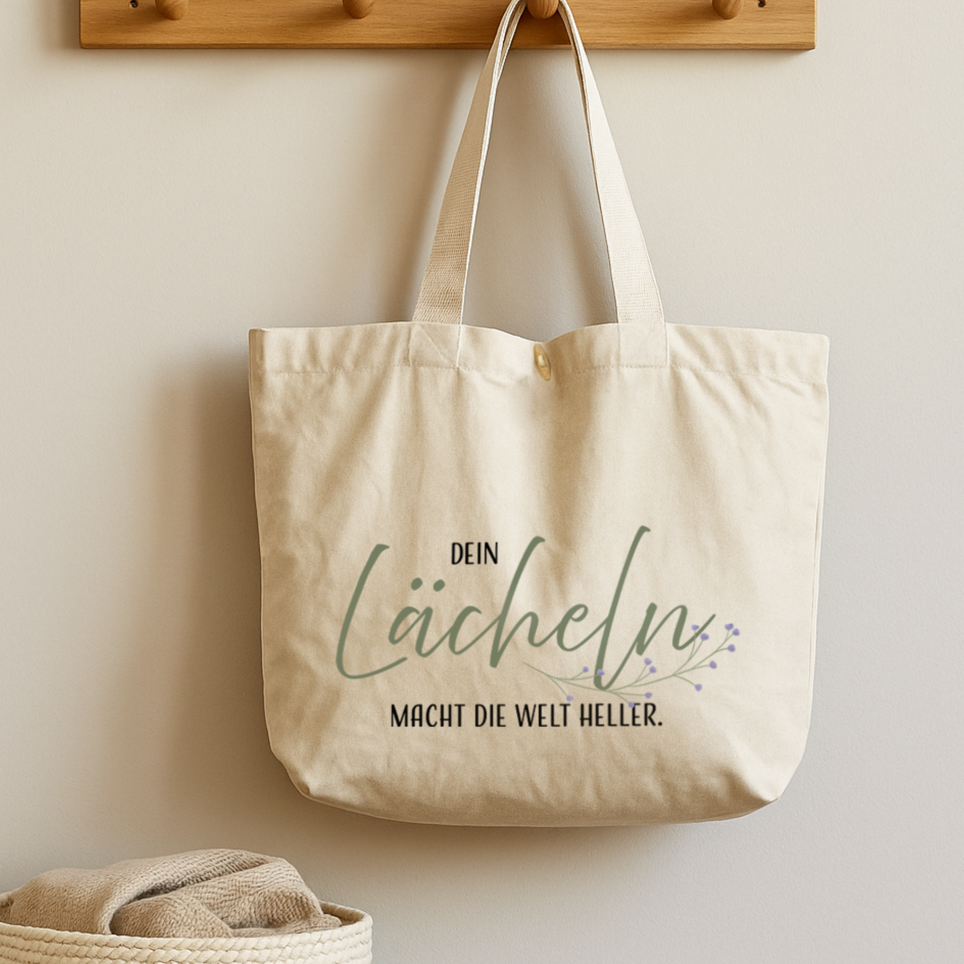 Cotton-Bag "Cassie" → Aufdruck: Dein Lächeln macht die Welt heller