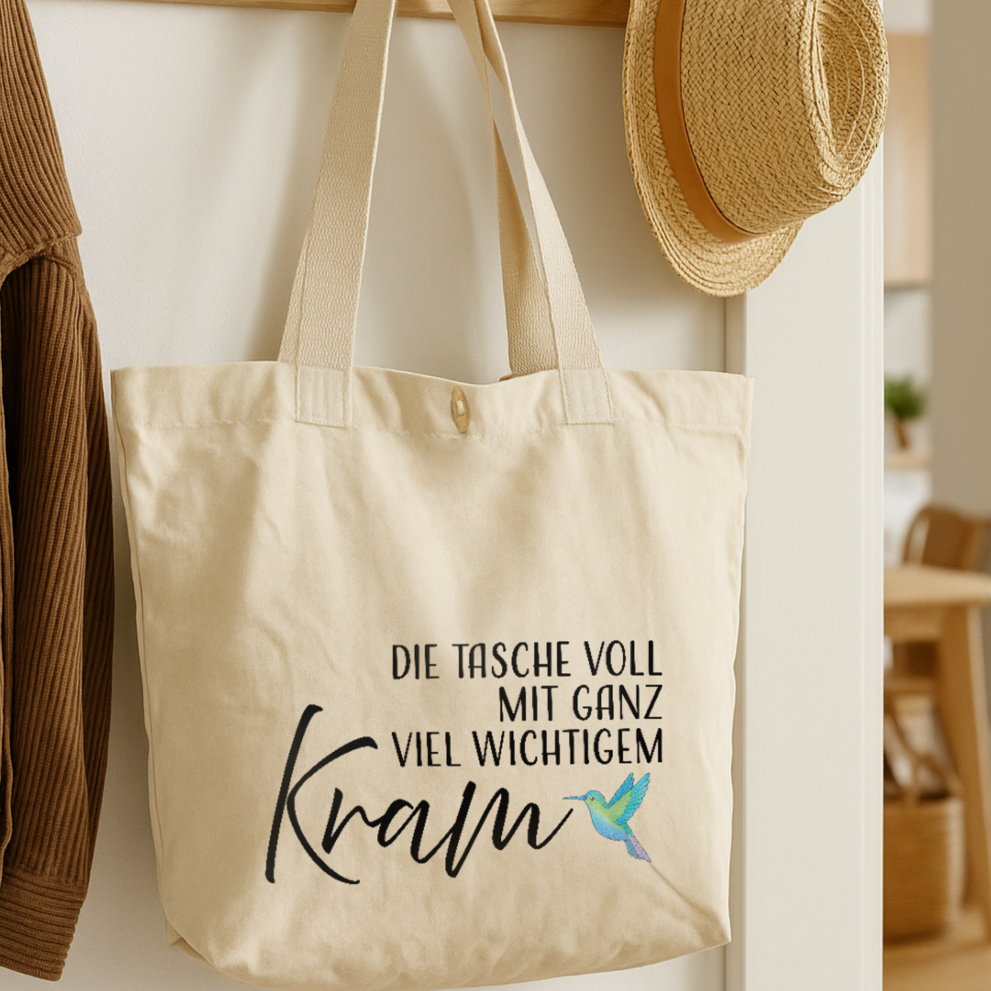 Cotton-Bag "Cassie" → Aufdruck: Die Tasche voll mit ganz viel wichtigem Kram