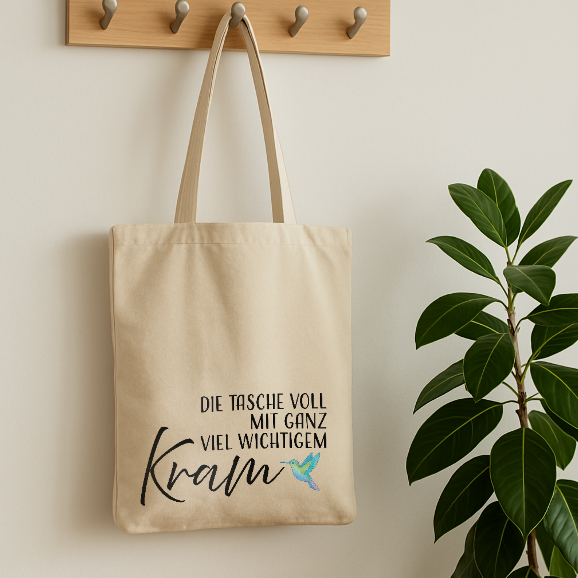 Tragetasche "Caro" → Aufdruck: Die Tasche voll mit ganz viel wichtigem Kram