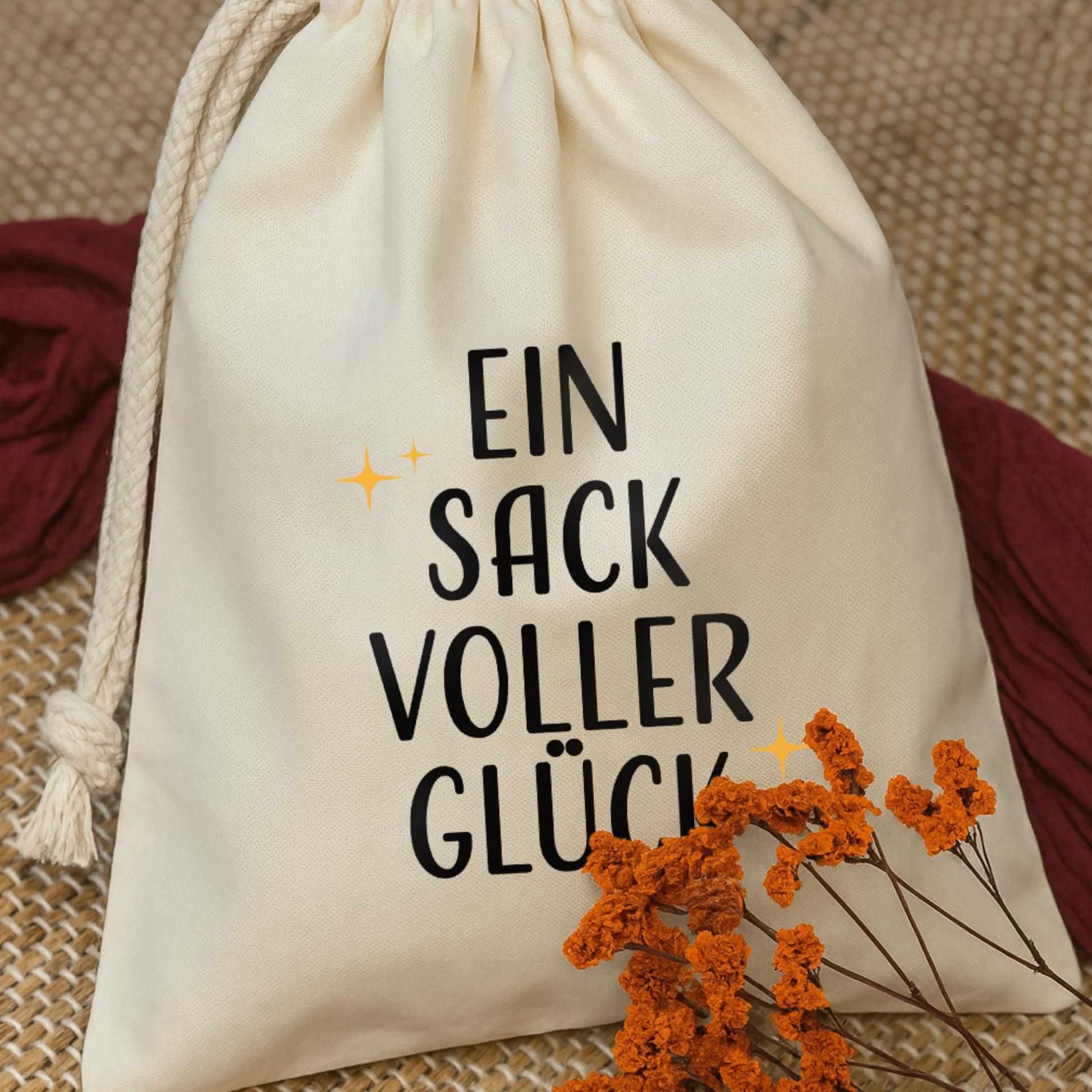 Geschenkbeutel (S) → Aufdruck: Ein Sack voller Glück