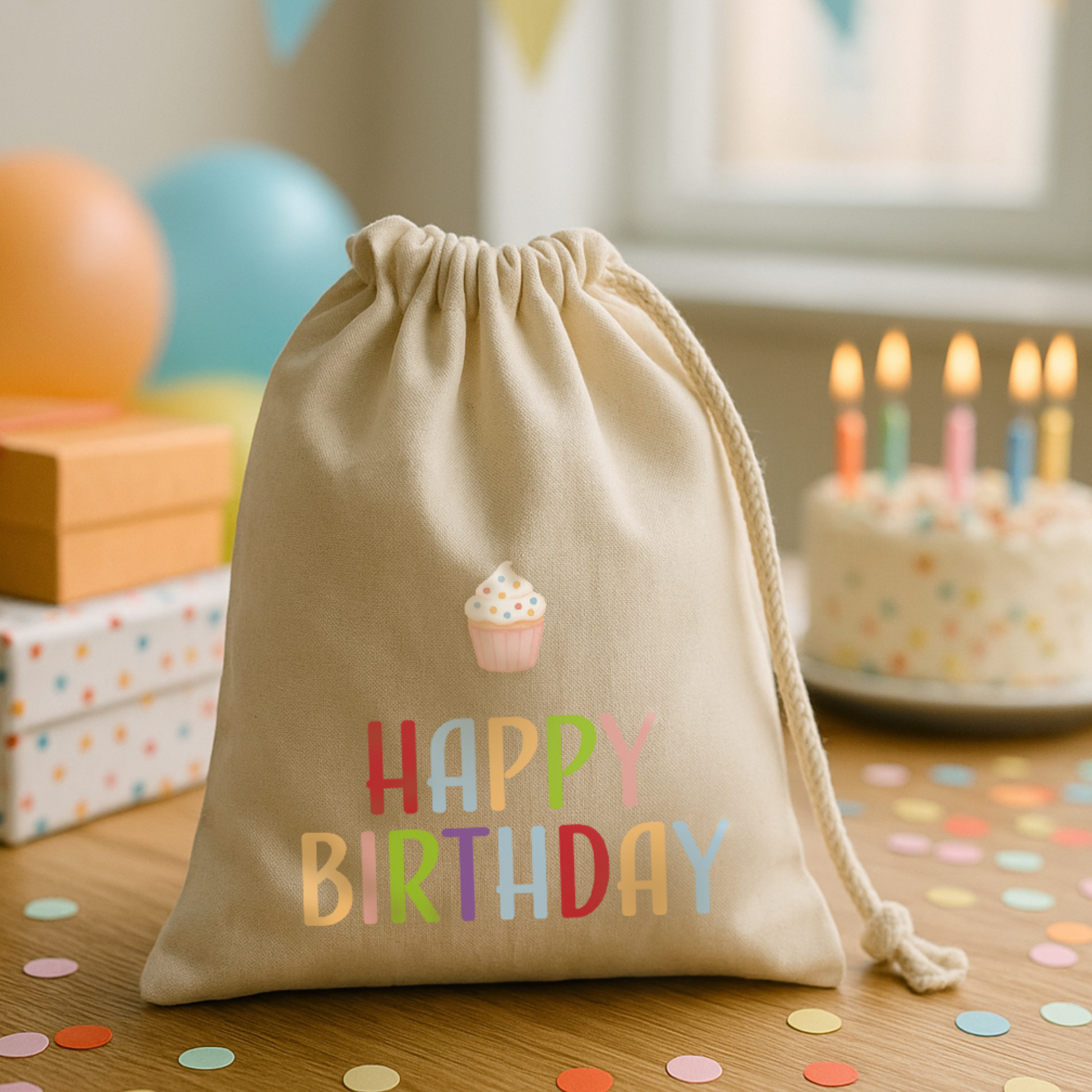 Geschenkbeutel (XS) → Aufdruck: Happy Birthday