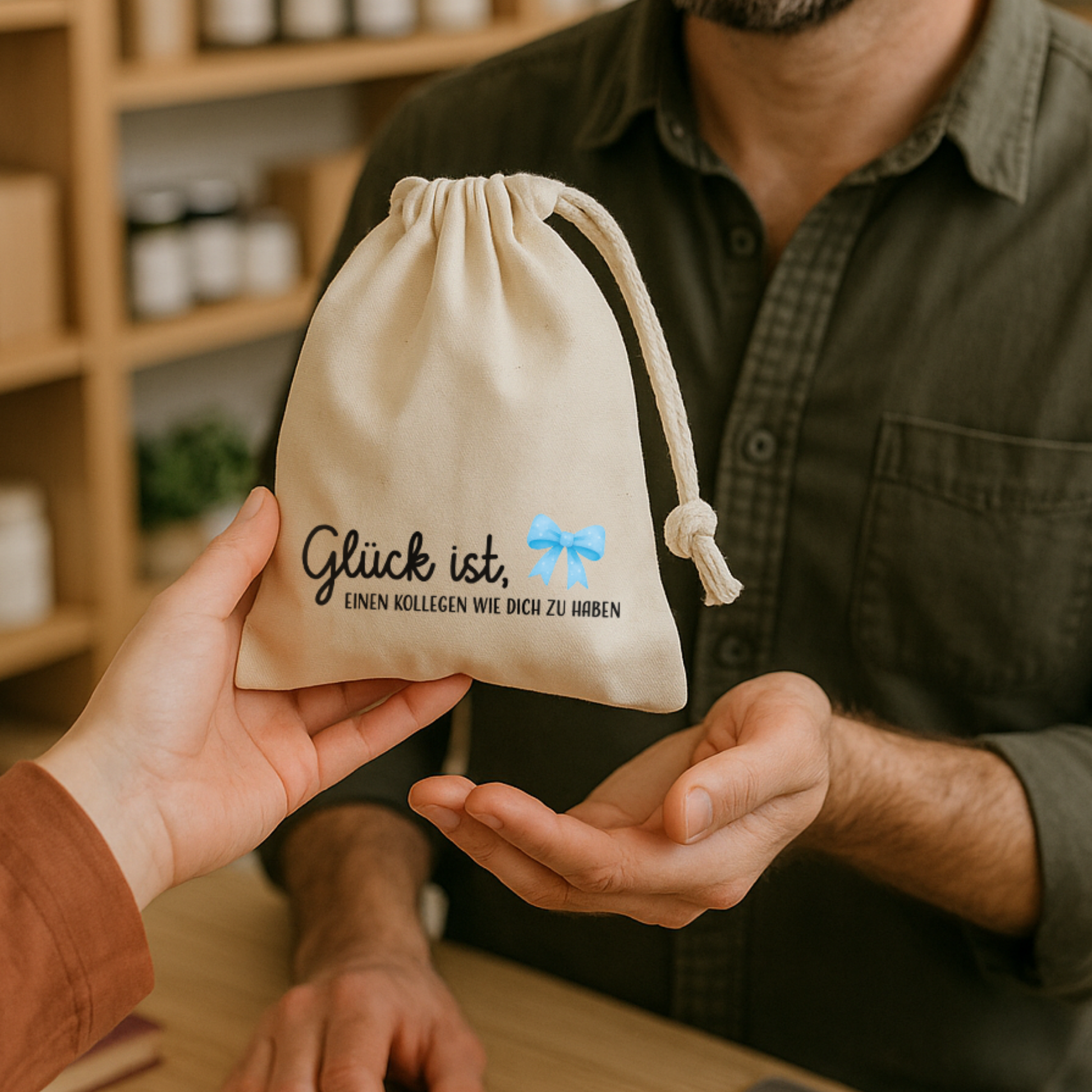 Geschenkbeutel (XS) → Aufdruck: Glück ist, einen Kollegen wie dich zu haben