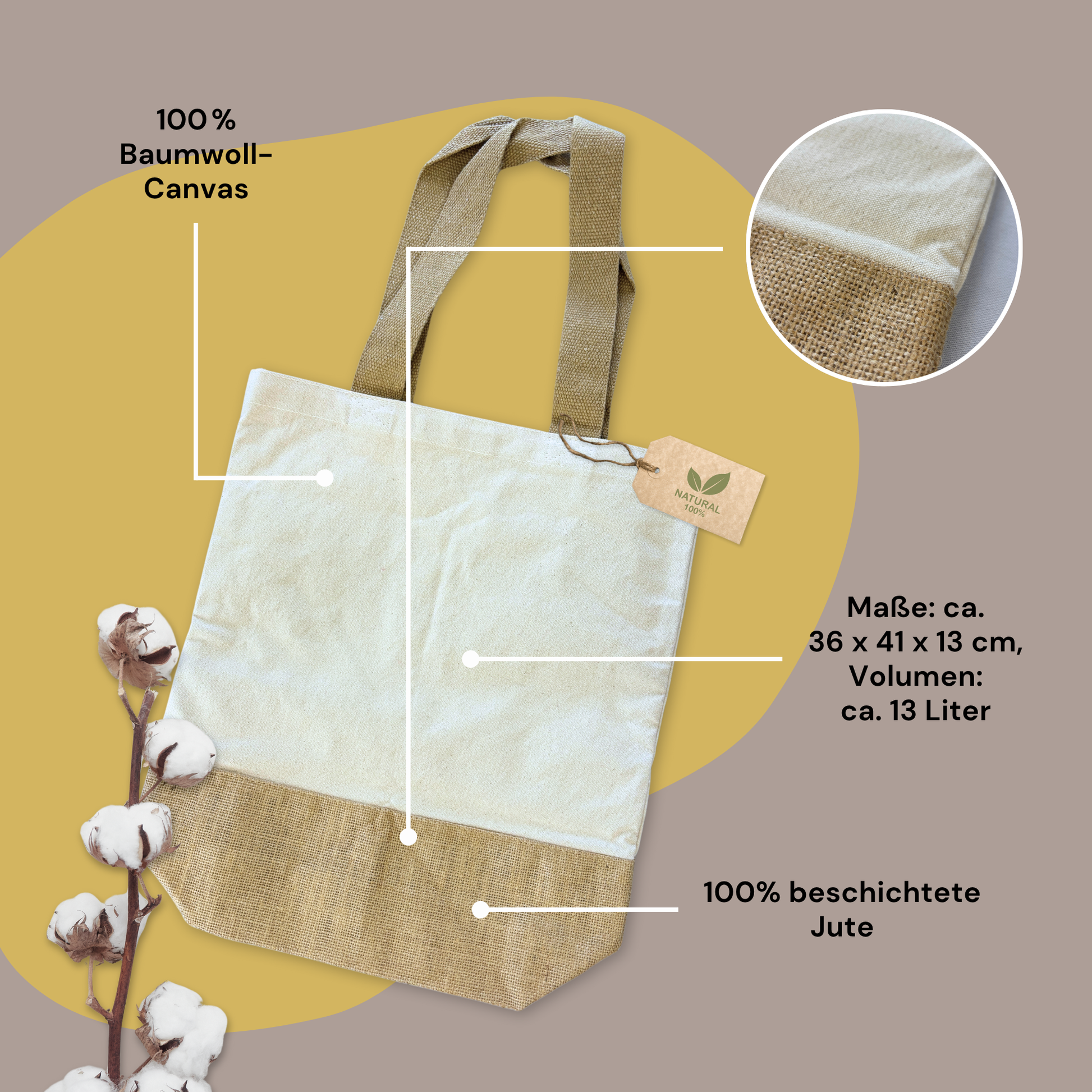 Baumwoll-Jute-Tragetasche „Judith“ → Aufdruck: Not Today