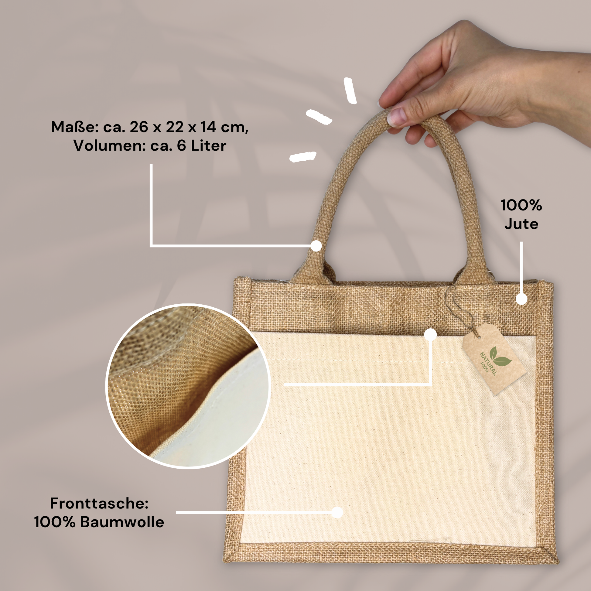 Jute Shopper "Lara" → Aufdruck: Baby Kram