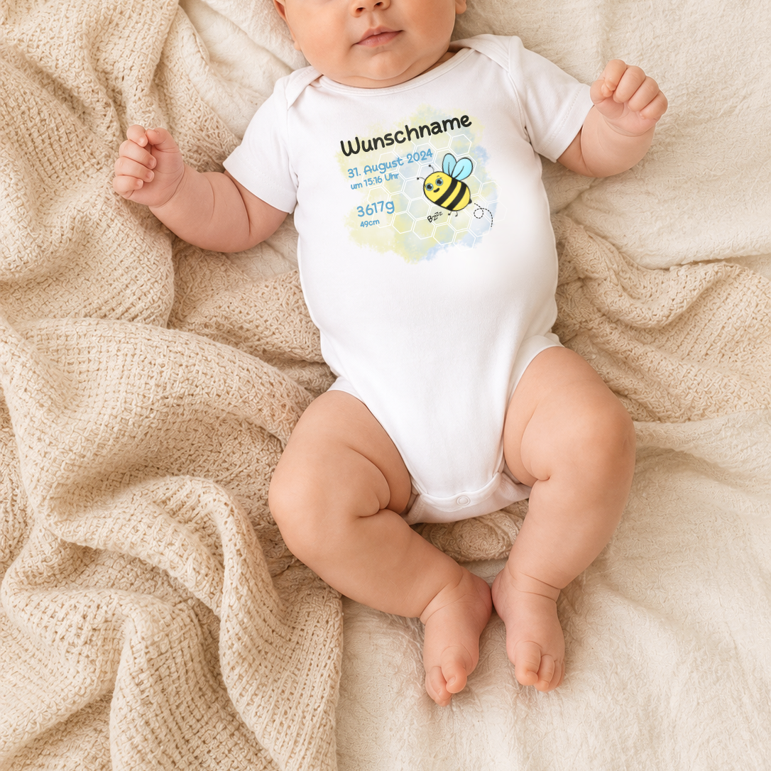 personalisierter Babybody → Aufdruck: Biene