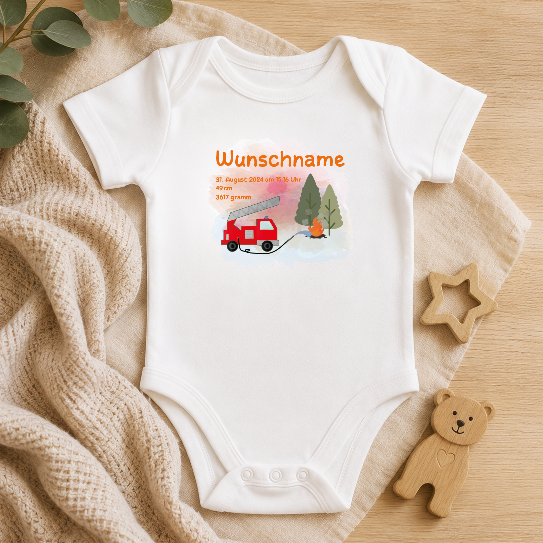 personalisierter Babybody → Aufdruck: Feuerwehr