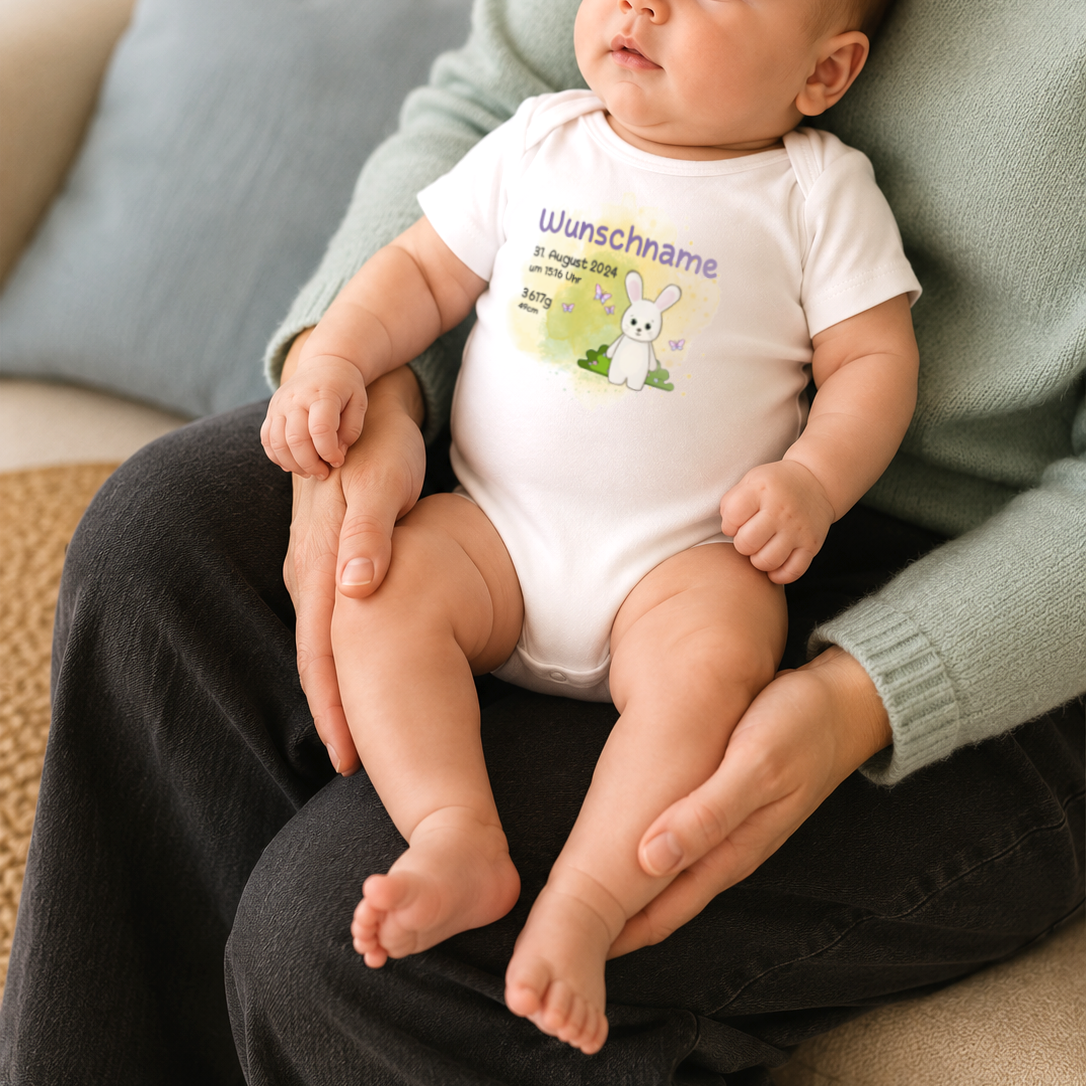 personalisierter Babybody → Aufdruck: Hase