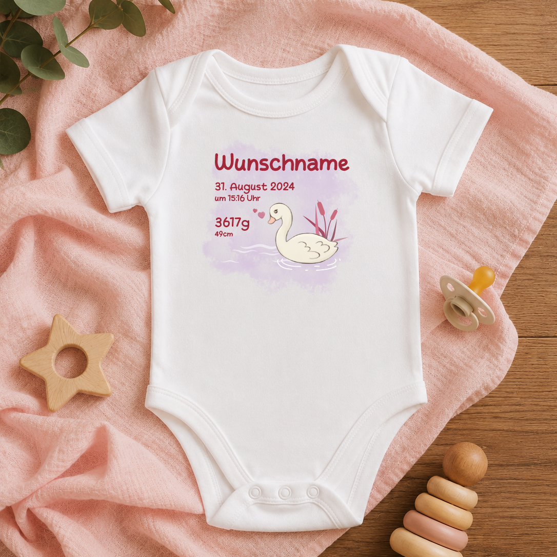 personalisierter Babybody → Aufdruck: Schwan
