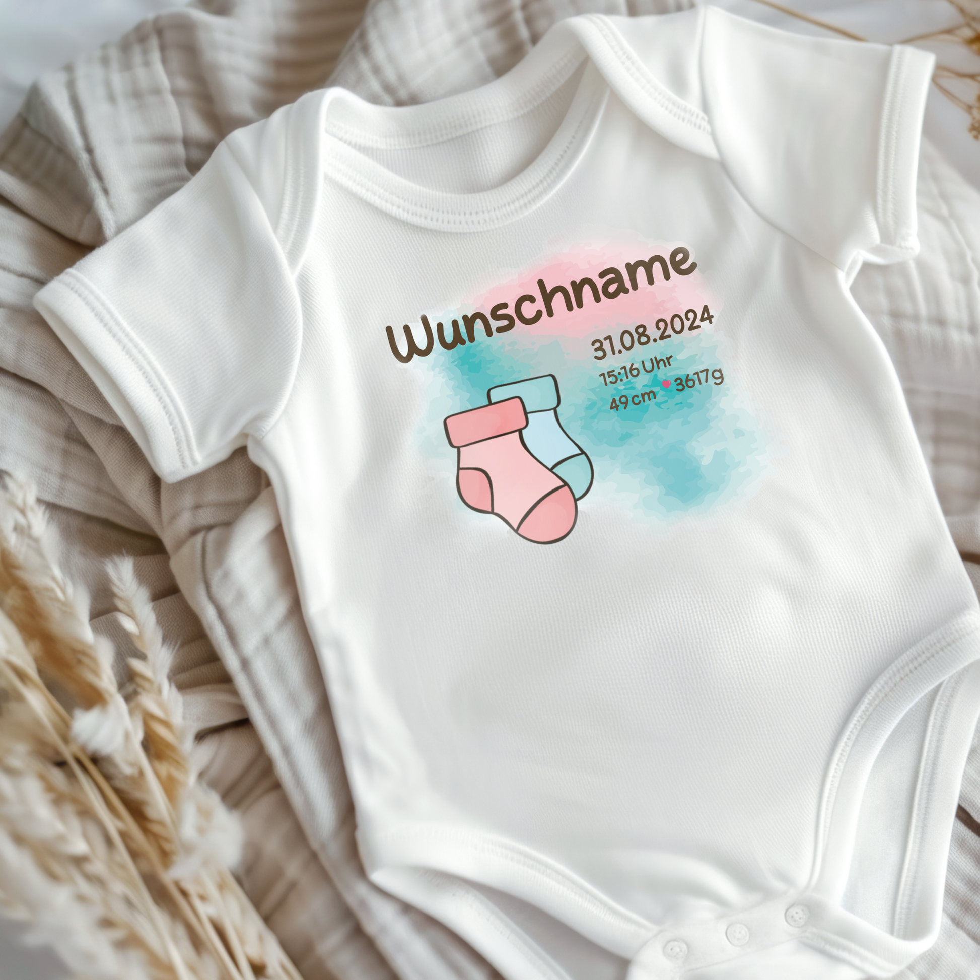 personalisierter Babybody → Aufdruck: Socken