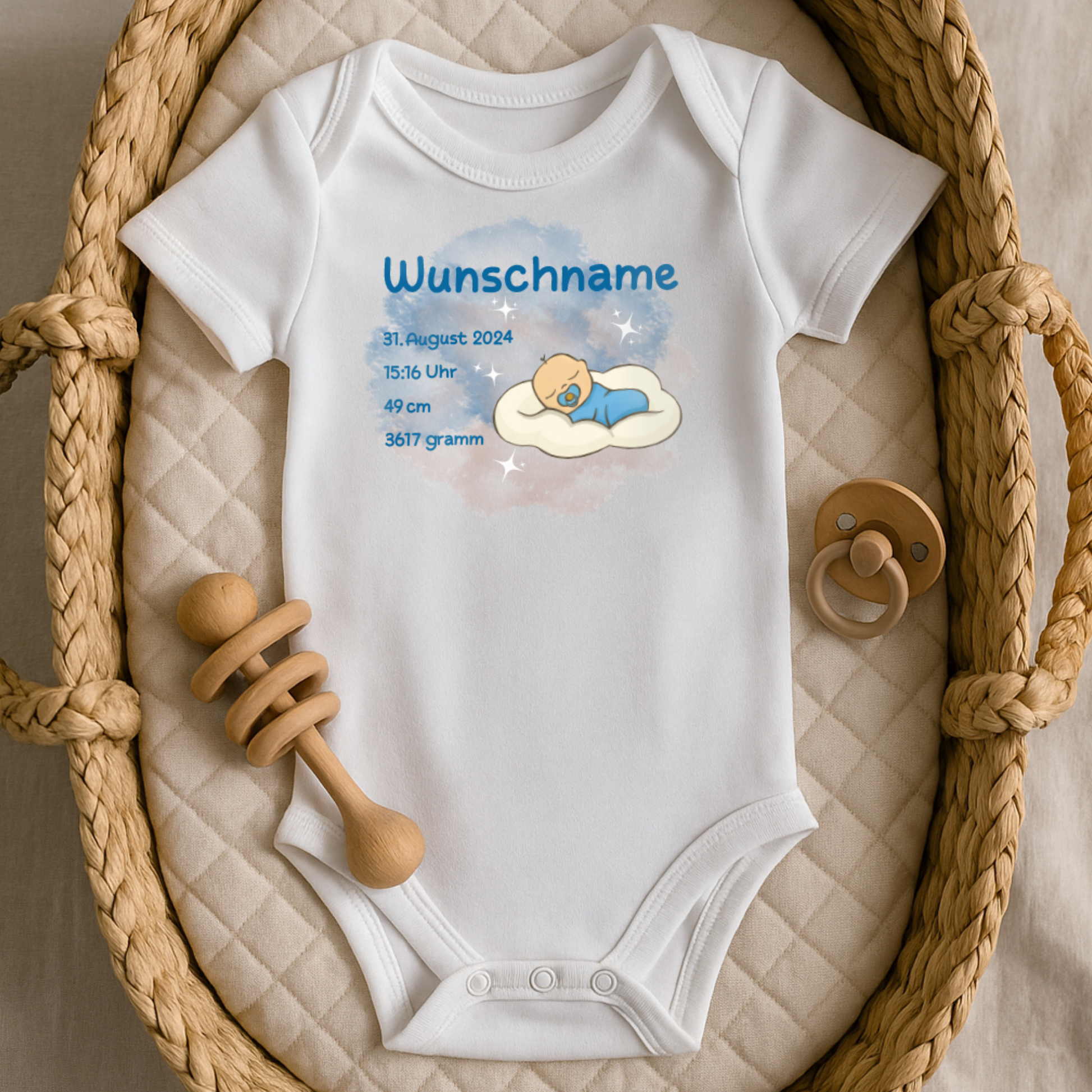 personalisierter Babybody → Aufdruck: Junge, schlafend