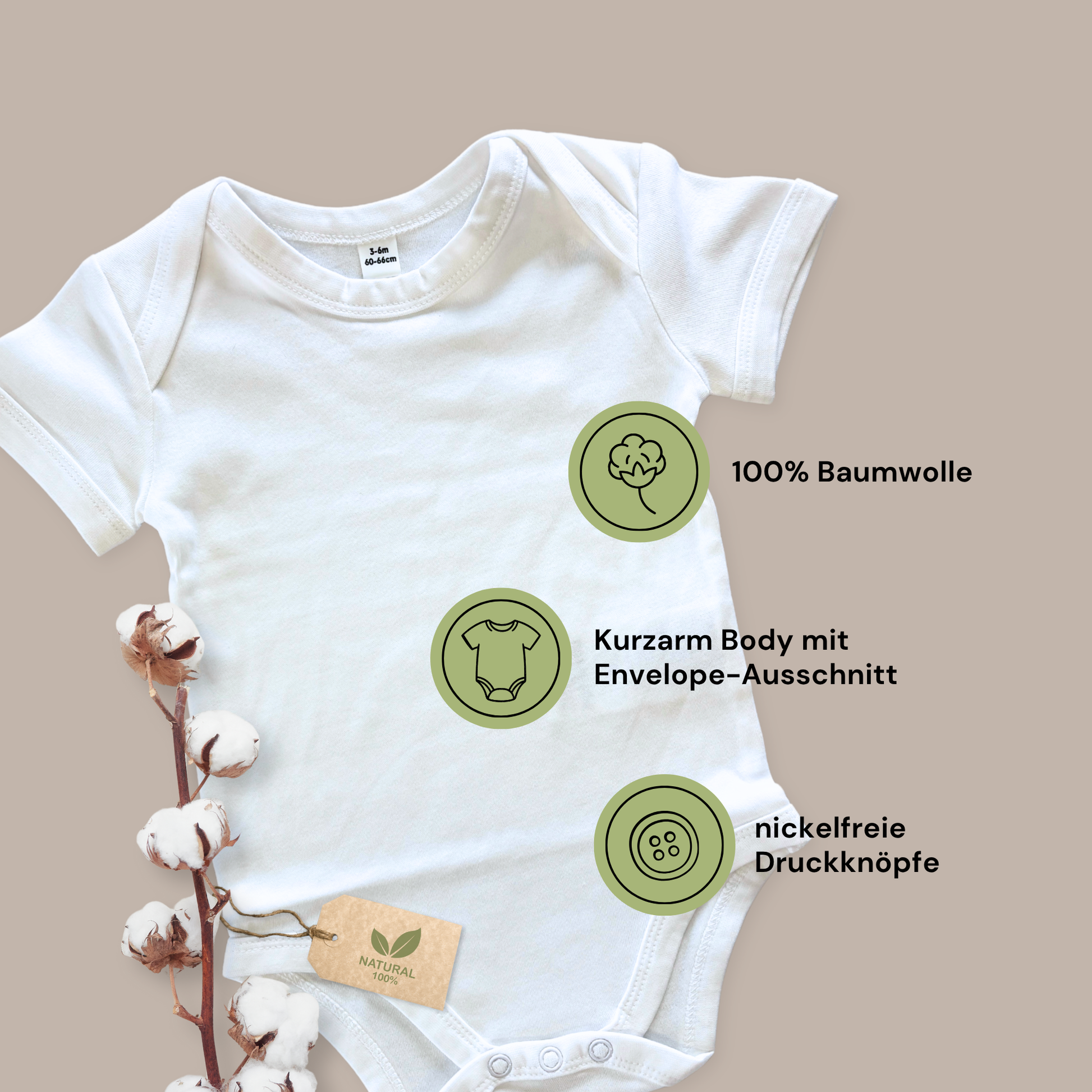 personalisierter Babybody → Aufdruck: Elefant