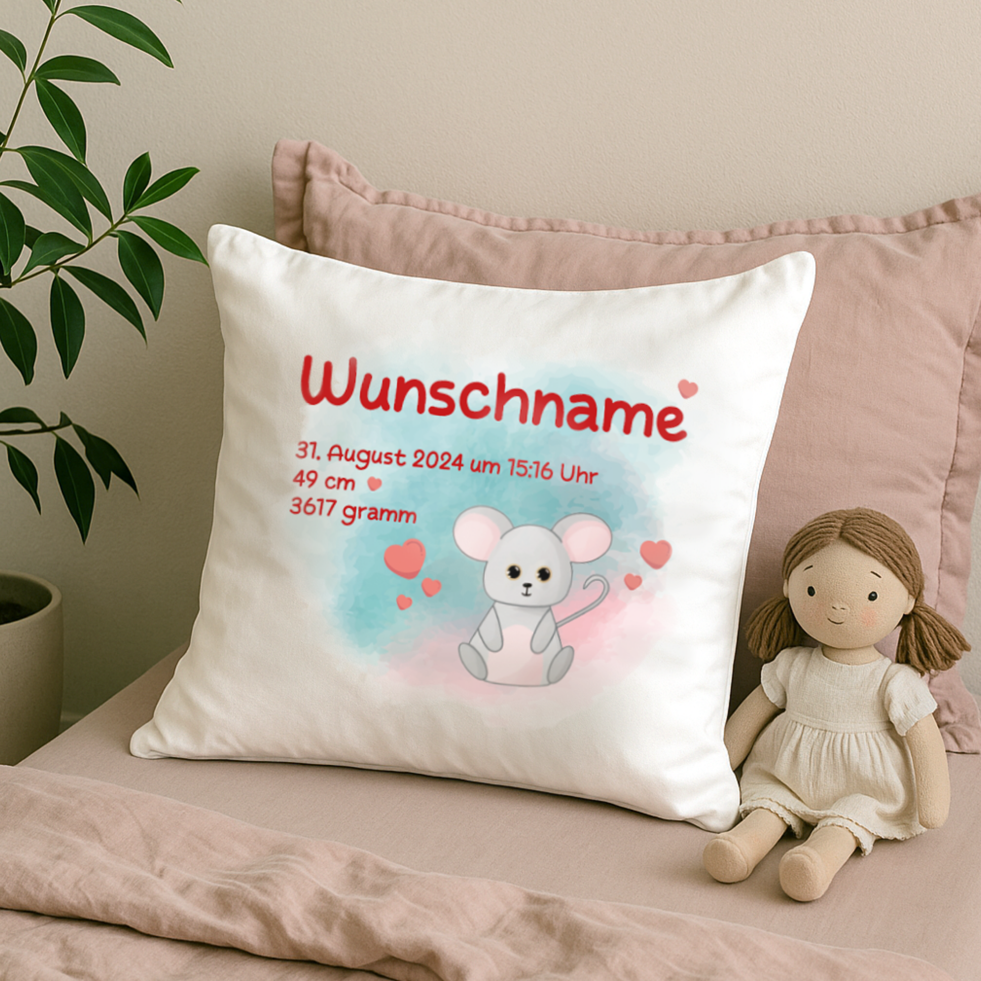personalisiertes Kissen → Aufdruck: Maus