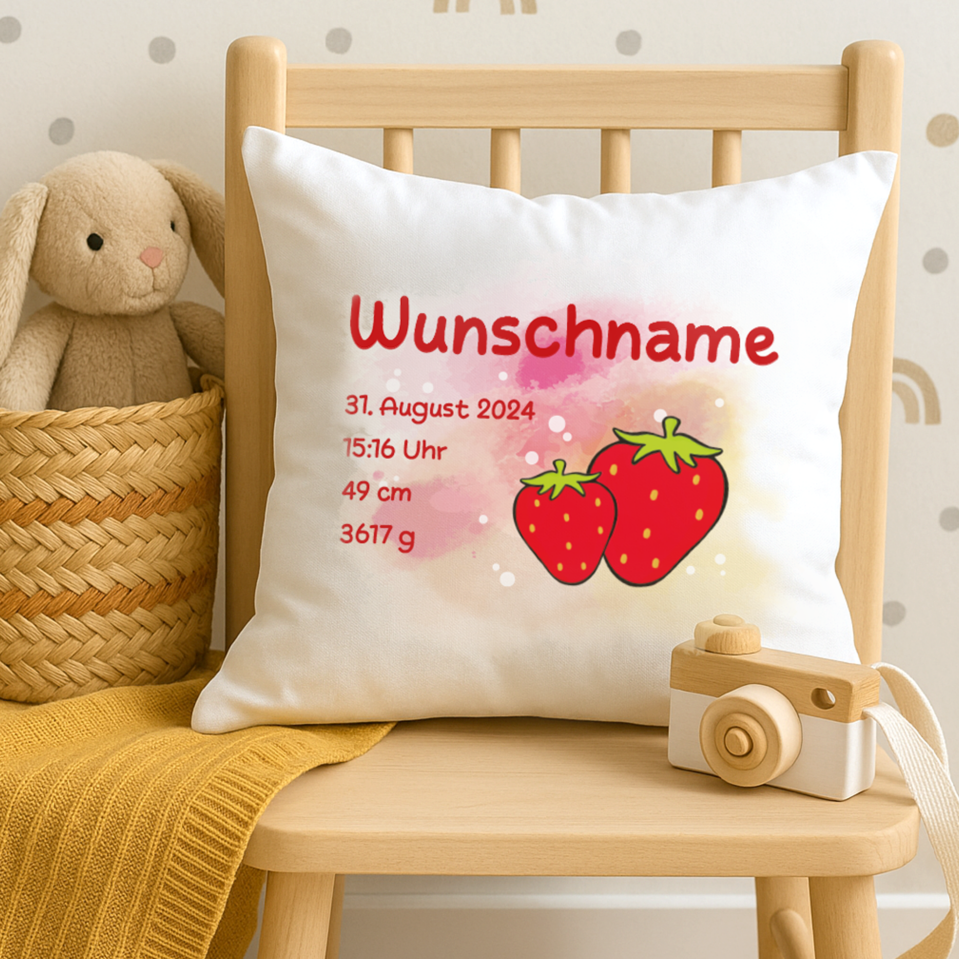 personalisiertes Kissen → Aufdruck: Erdbeere