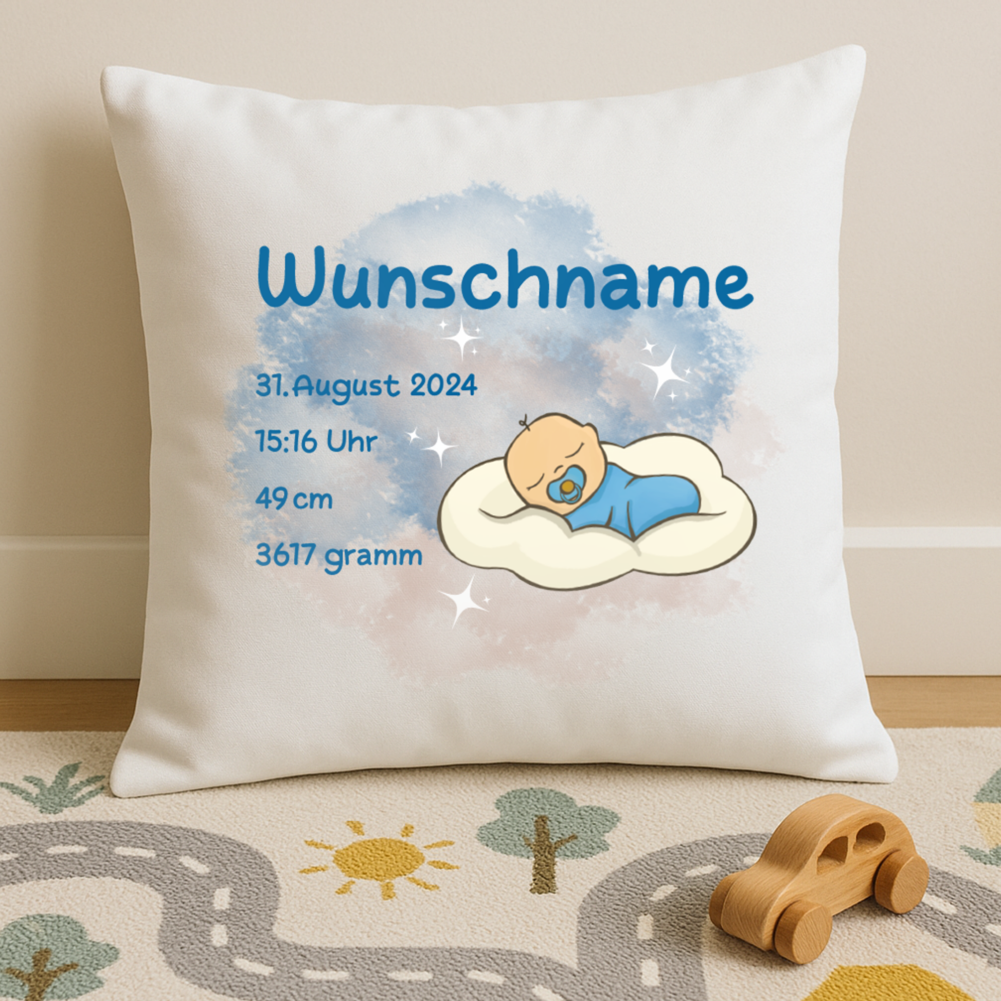 personalisiertes Kissen → Aufdruck: Junge, schlafend