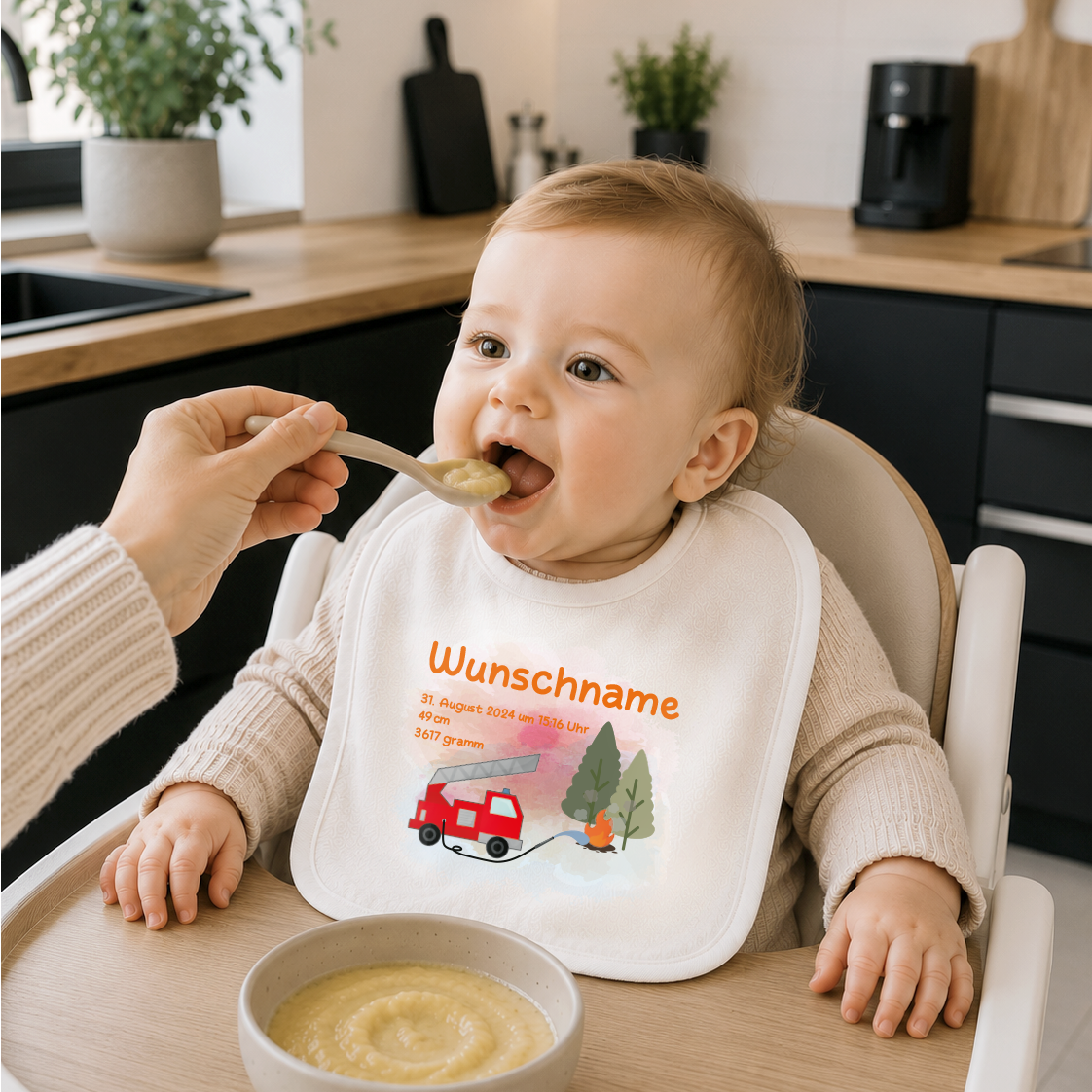 personalisiertes Lätzchen → Aufdruck: Feuerwehr