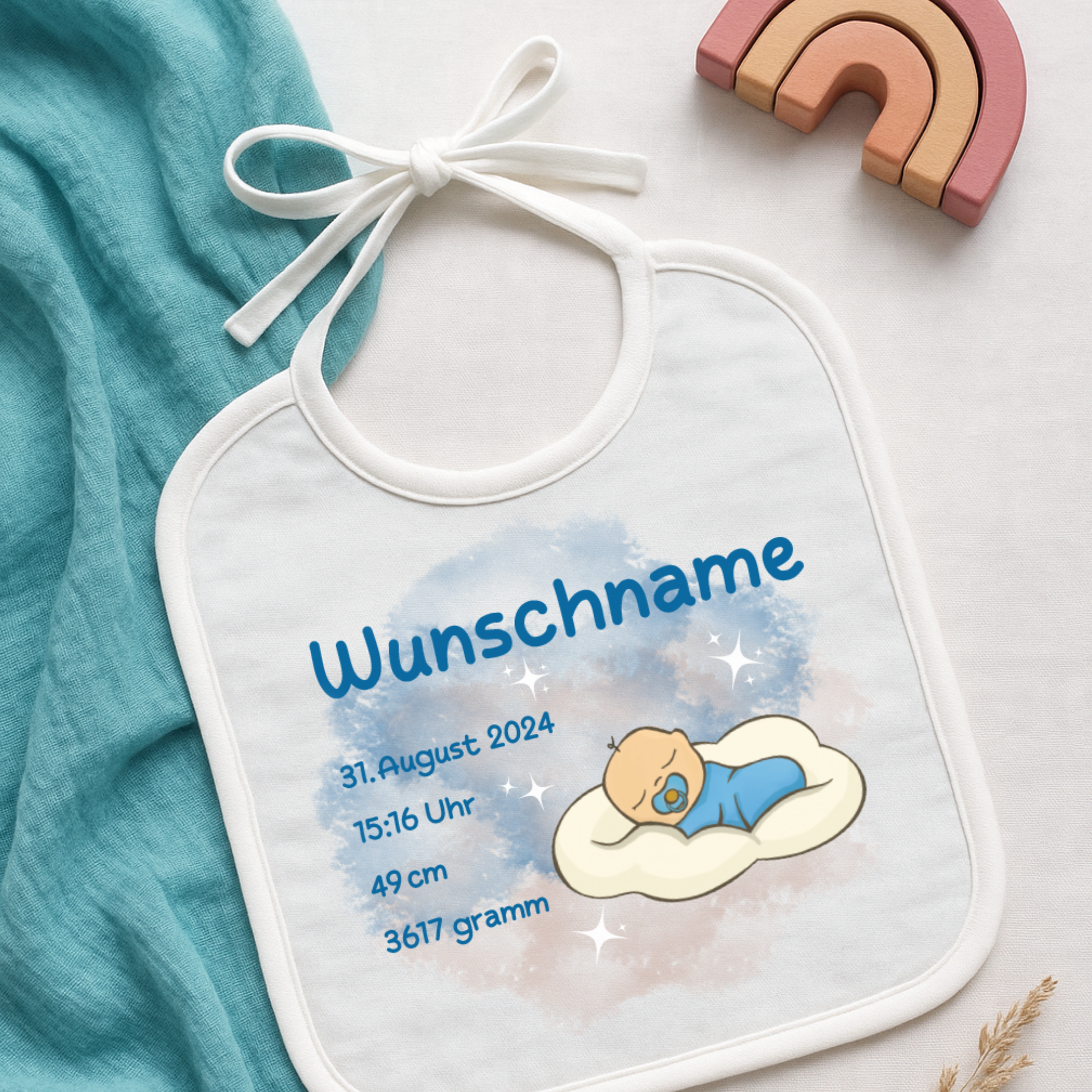 personalisiertes Lätzchen → Aufdruck: Junge, schlafend