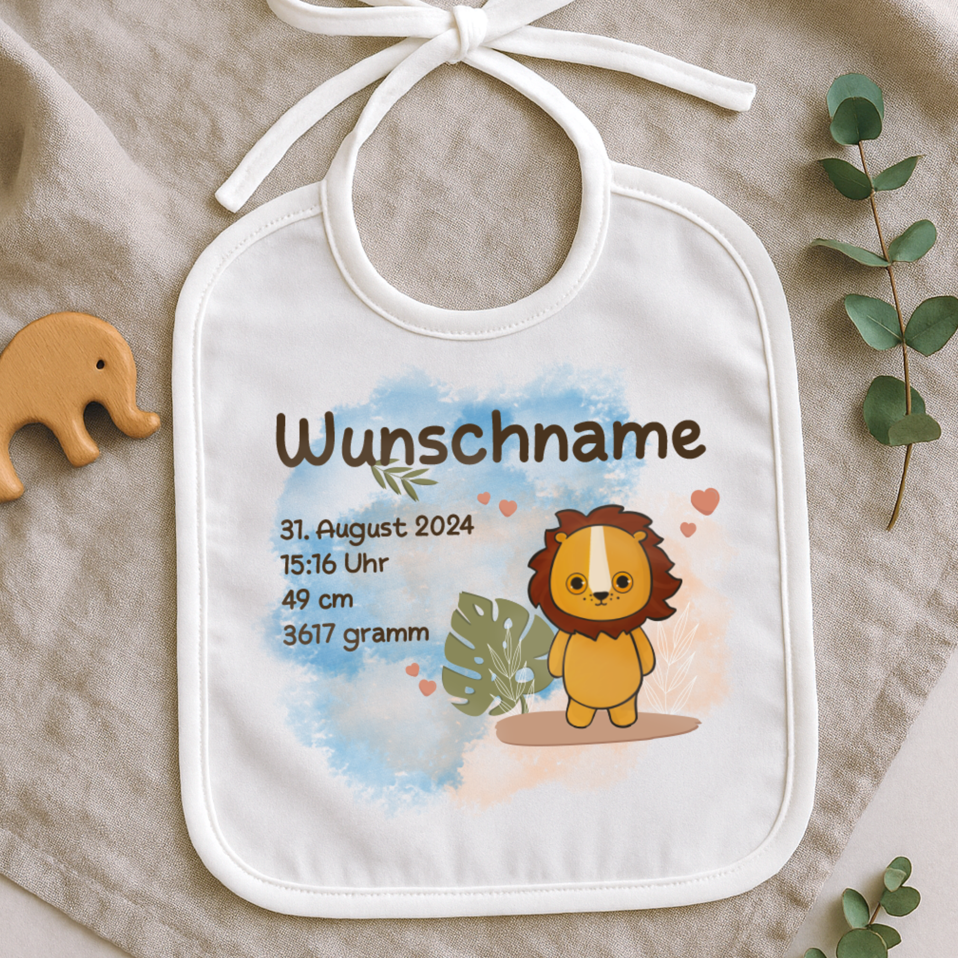 personalisiertes Lätzchen → Aufdruck: Löwe