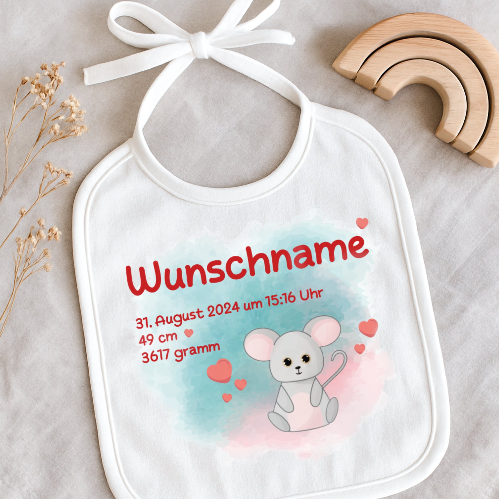 personalisiertes Lätzchen → Aufdruck: Maus