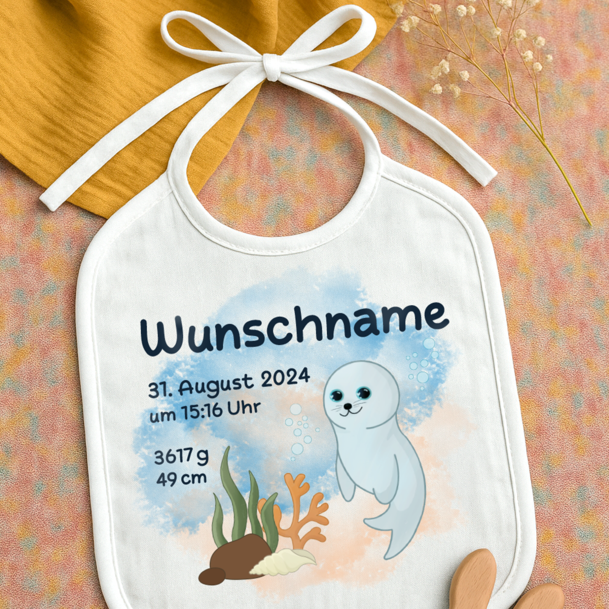 personalisiertes Lätzchen → Aufdruck: Robbe