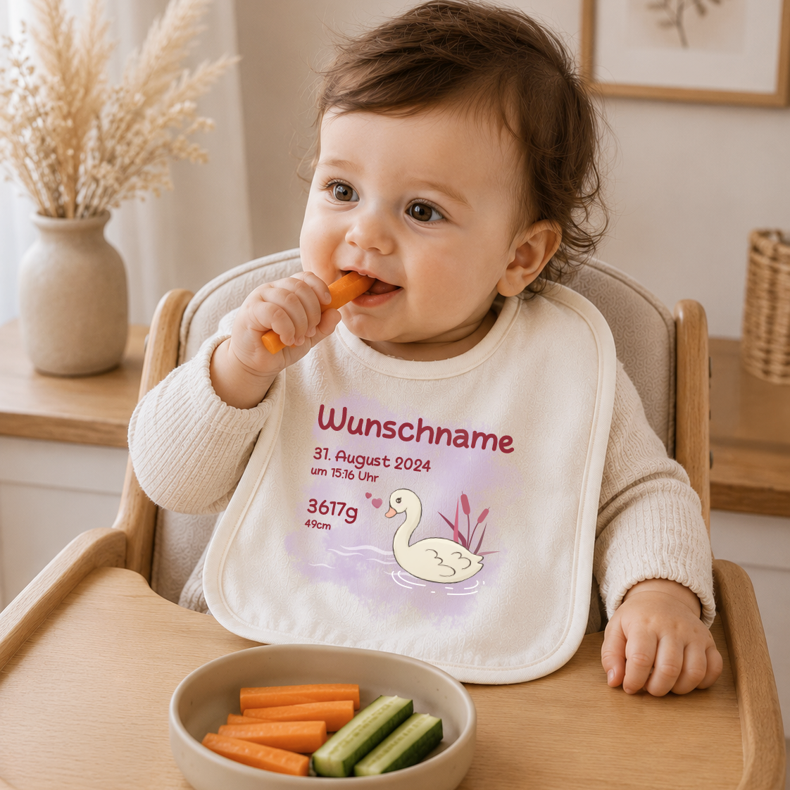 personalisiertes Lätzchen → Aufdruck: Schwan