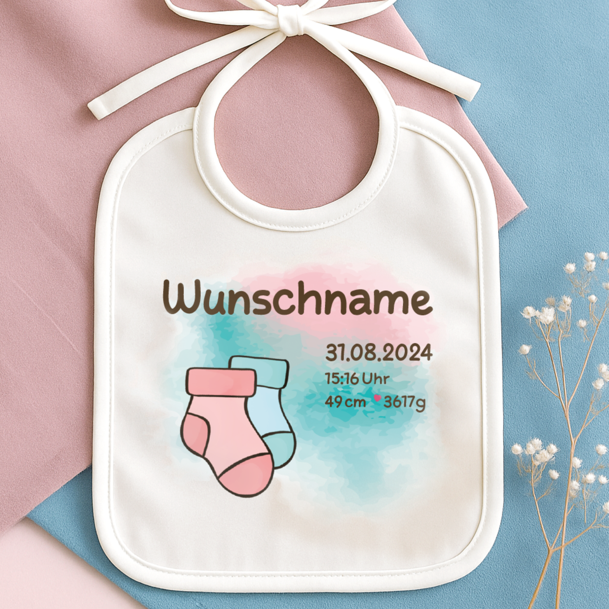 personalisiertes Lätzchen → Aufdruck: Socken